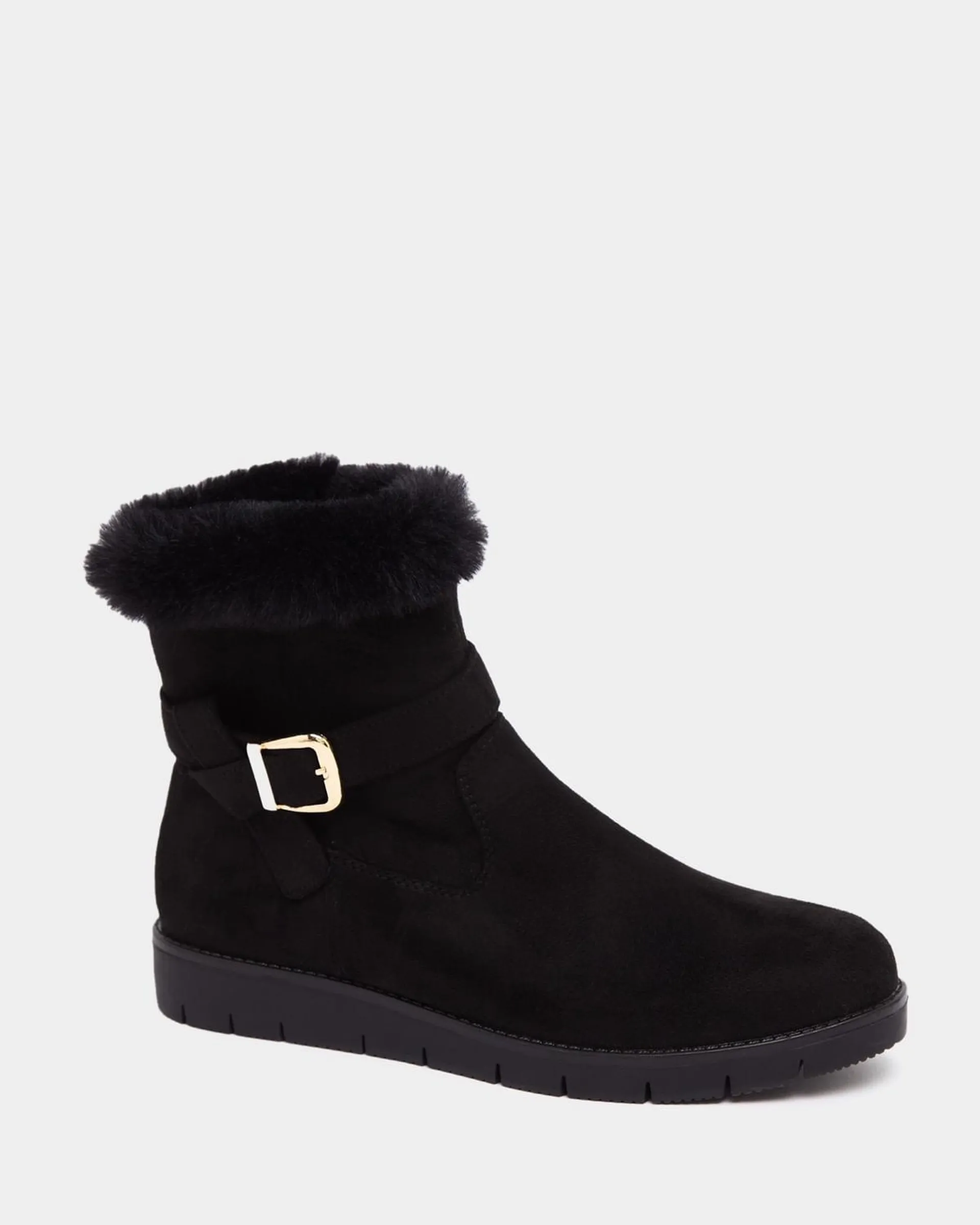 Fur Trim Winter Buckle Boot