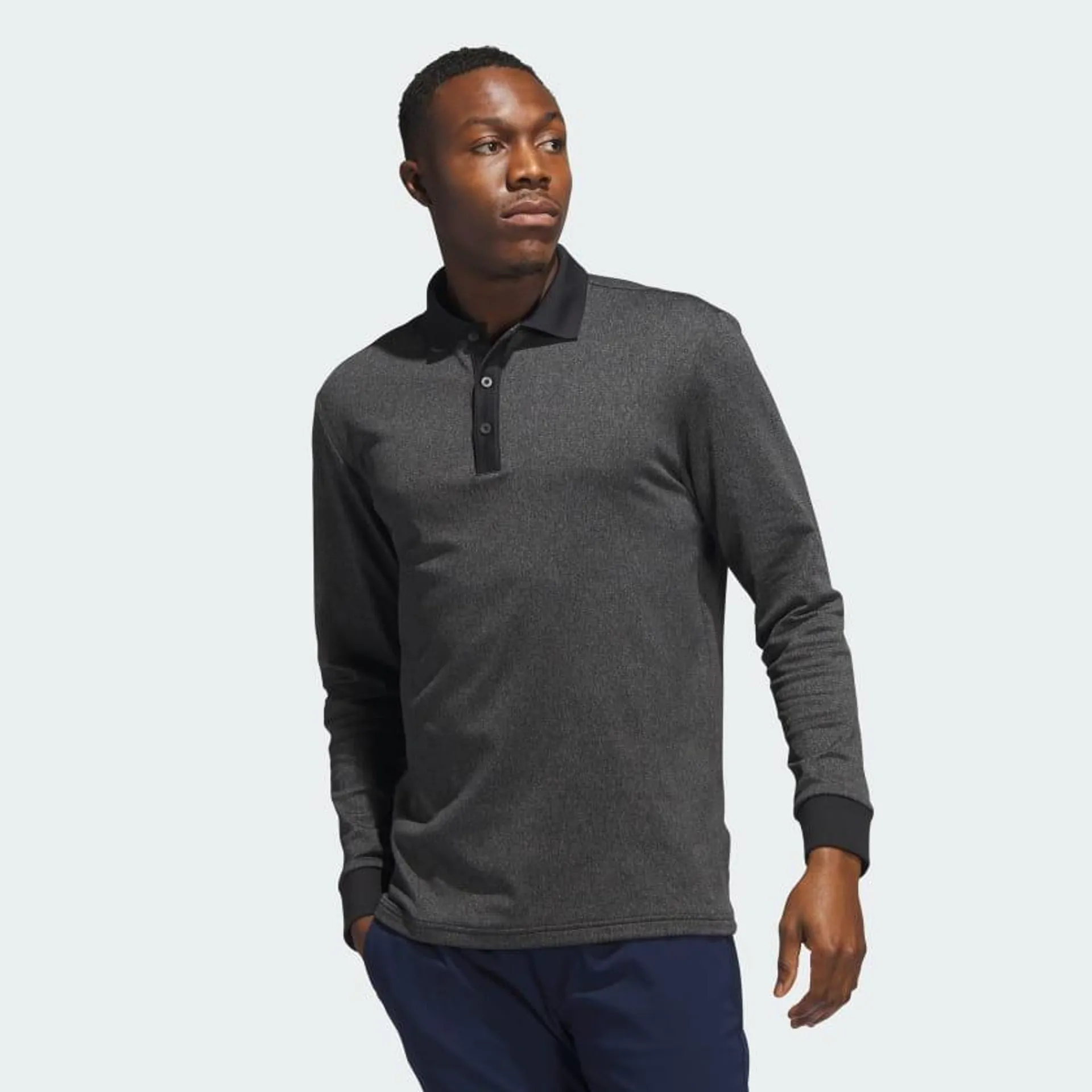 Essentials Heathered Long Sleeve Polo Shirt