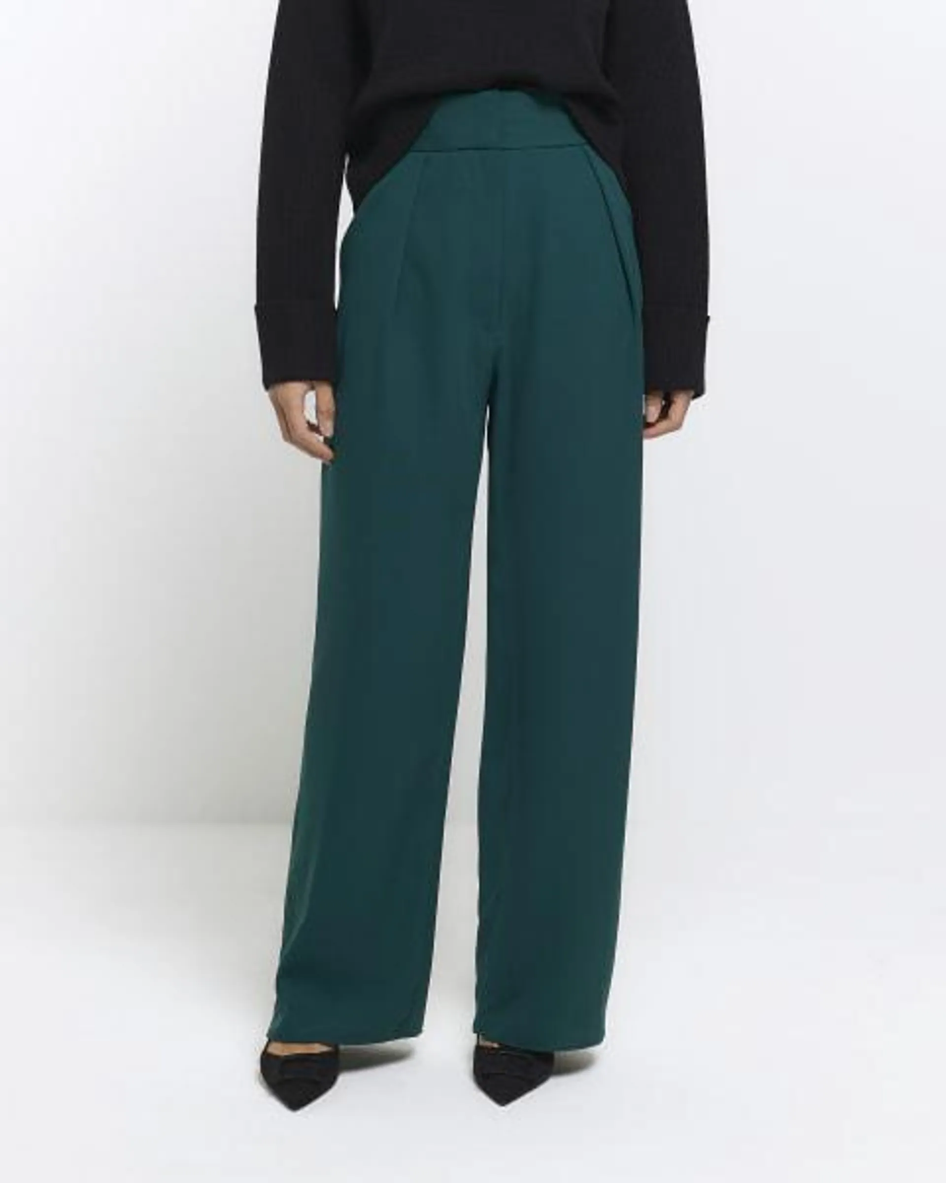 Green high waisted wide leg trousers