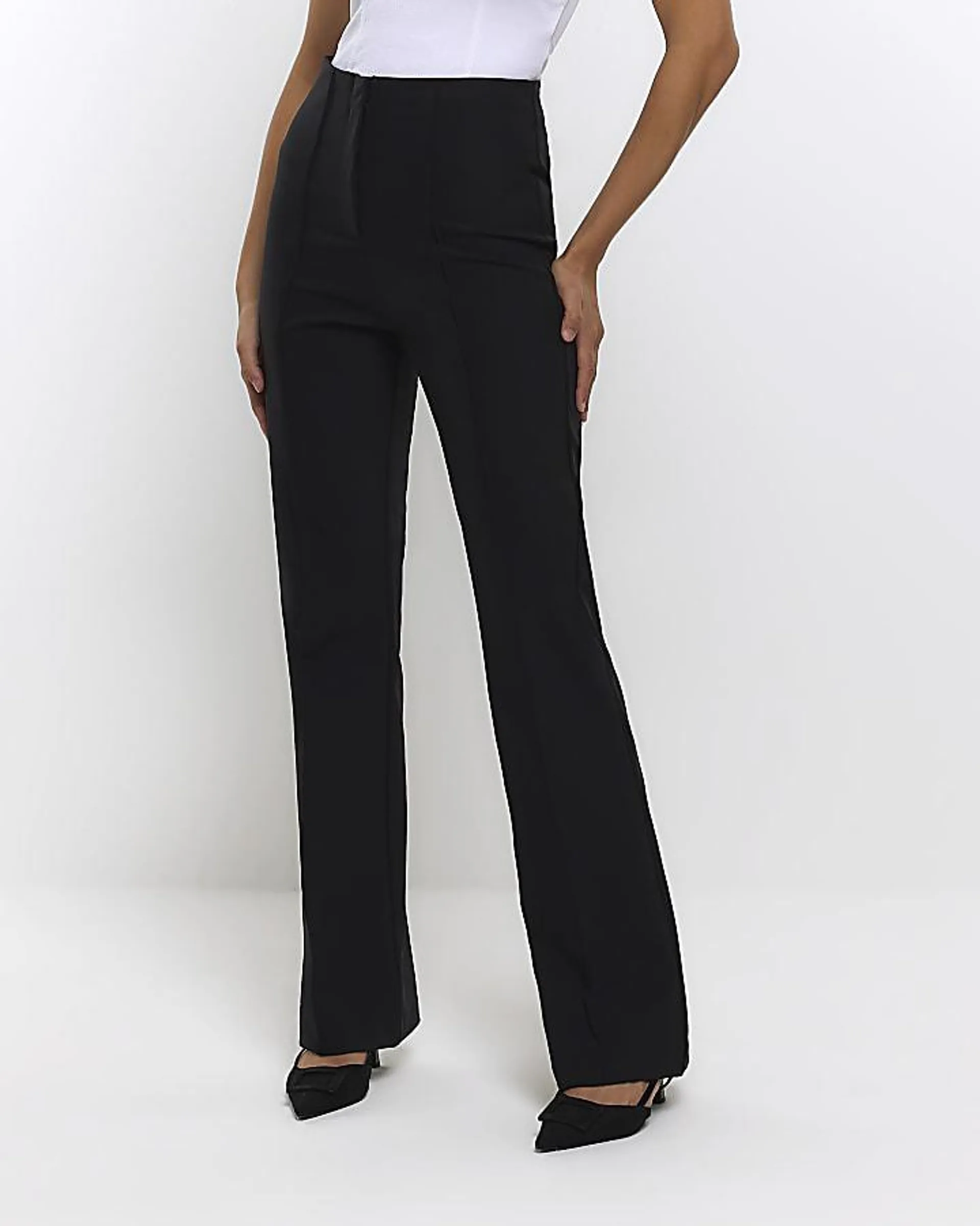 Black high waist straight trousers