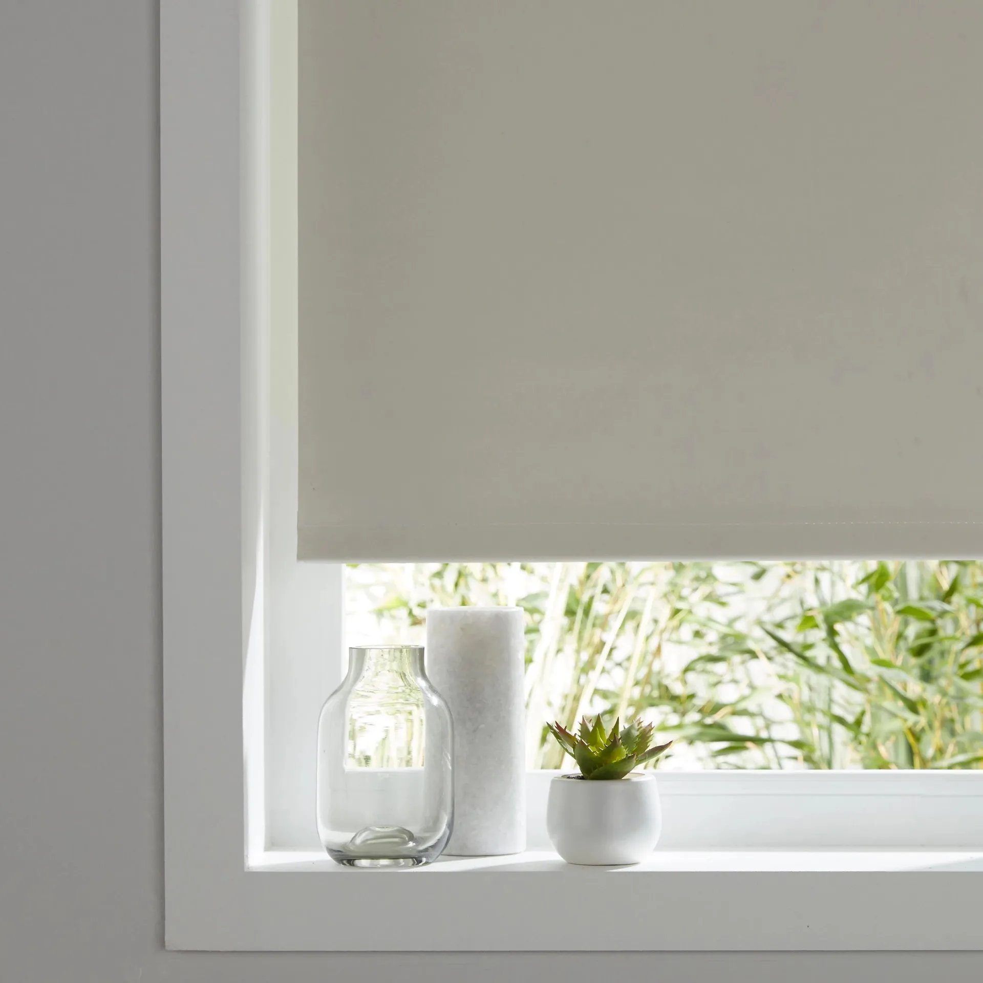 Boreas Corded Ivory Plain Blackout Roller Blind (W)120cm (L)180cm