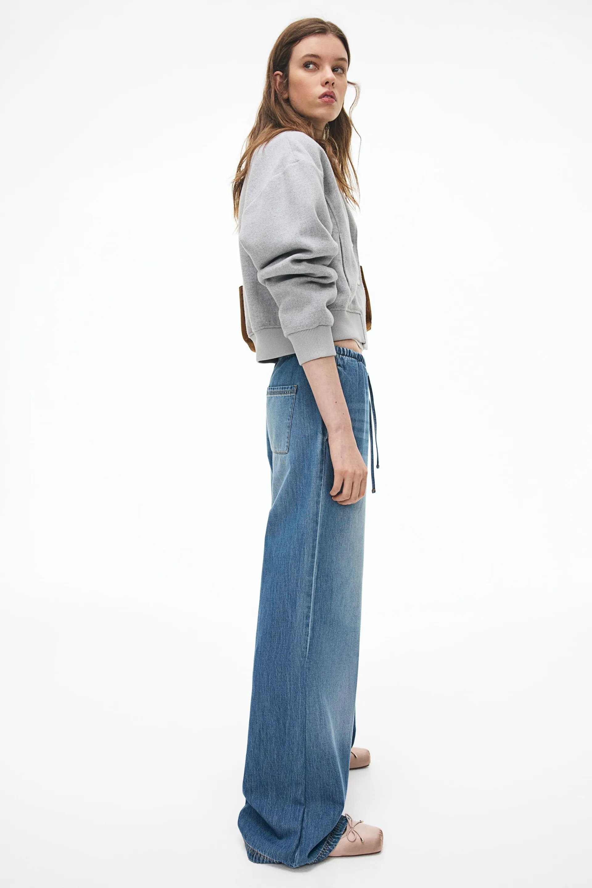 Denim drawstring trousers