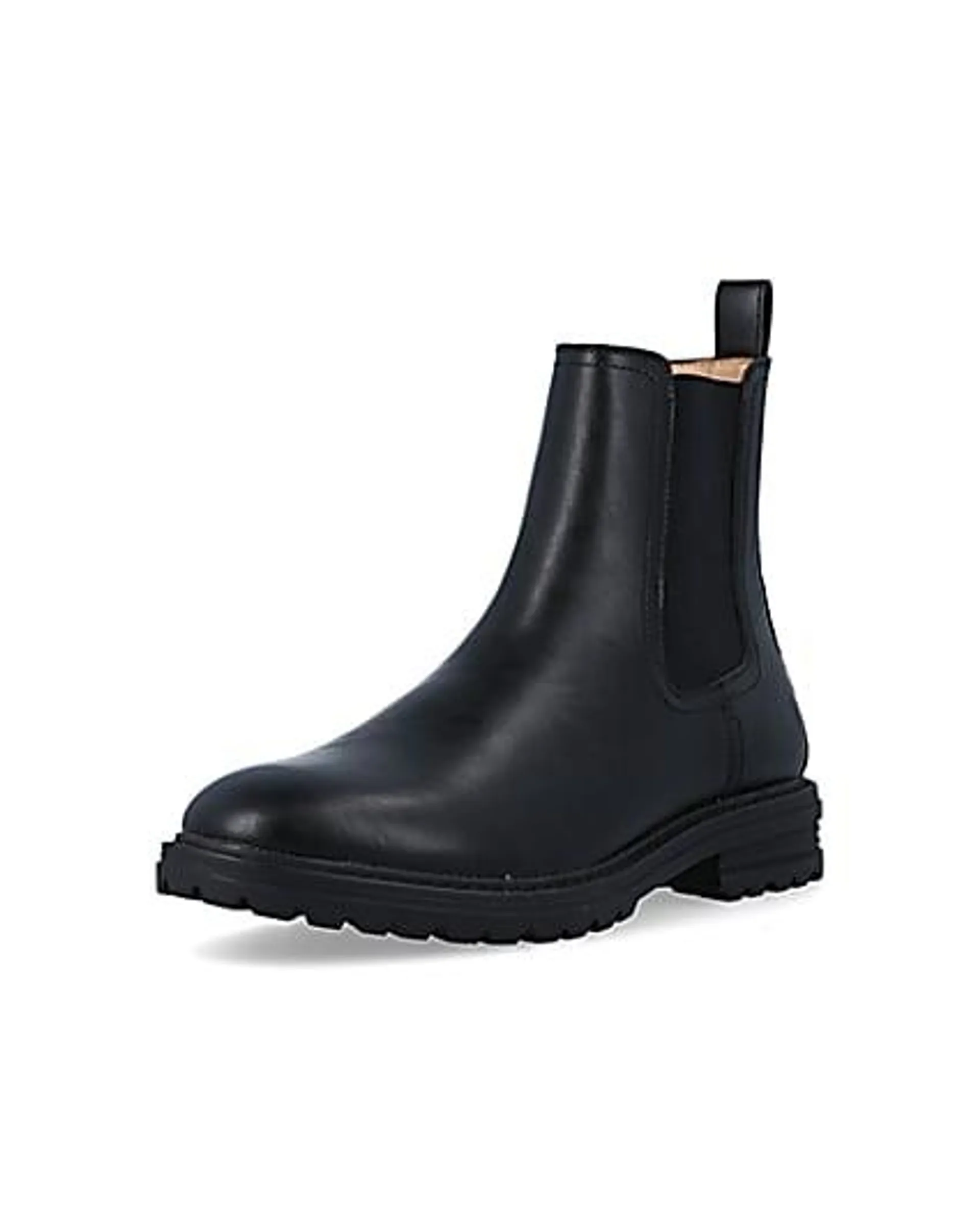 Black faux leather chelsea boots