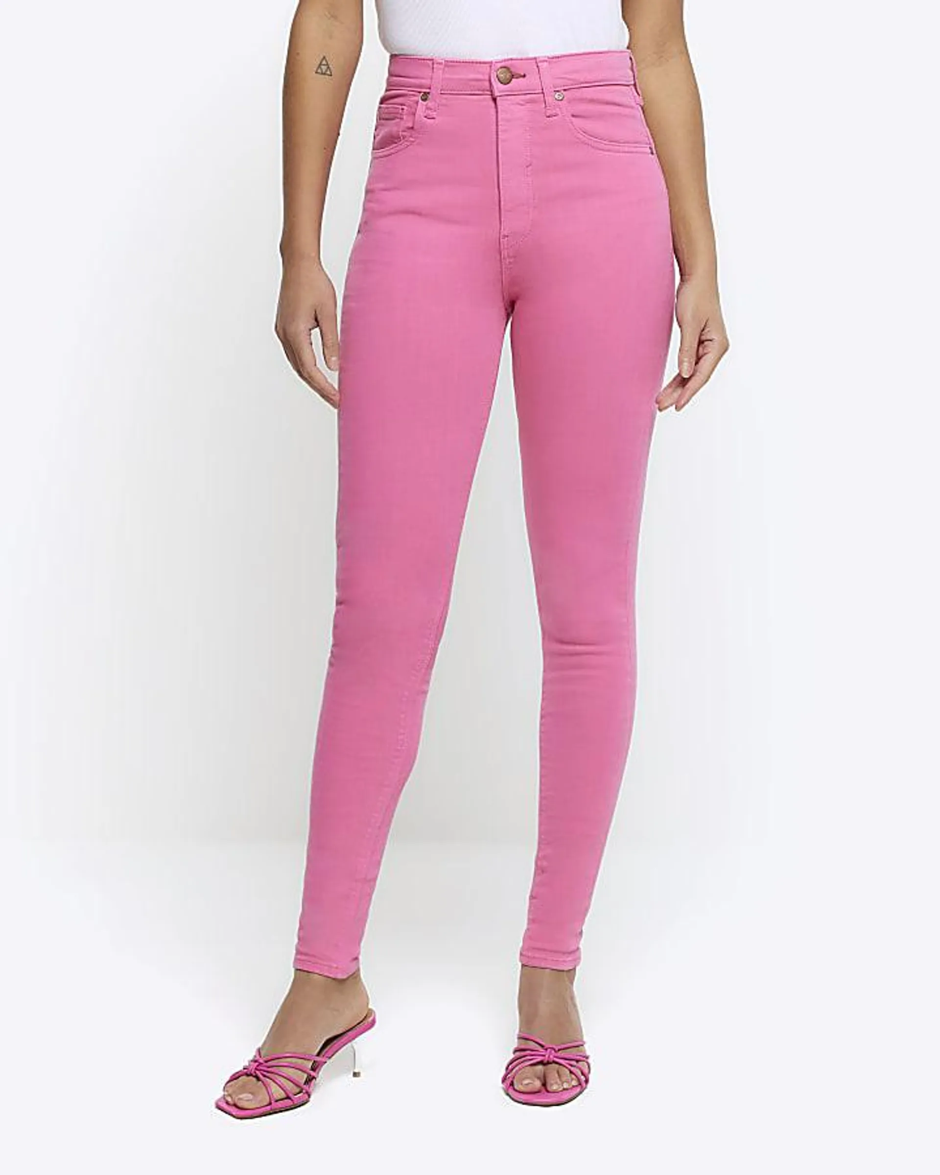 Pink high waisted bum sculpt jeggings