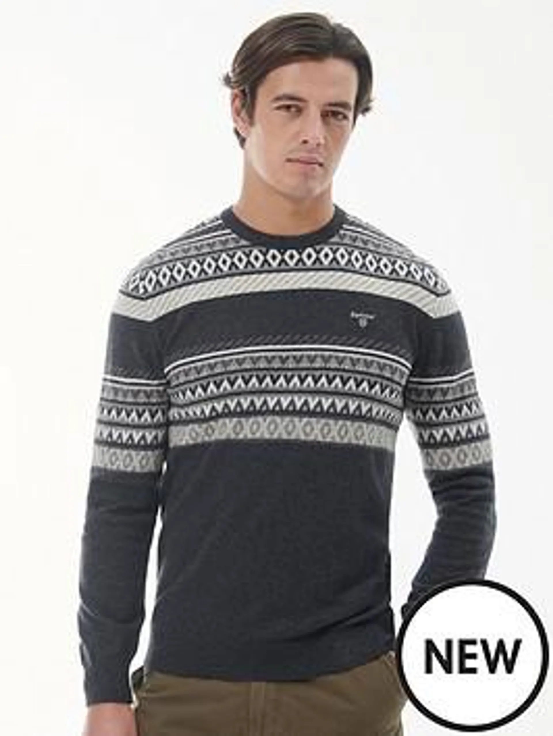 Winterborne Fairisle Crew Jumper - Dark Grey