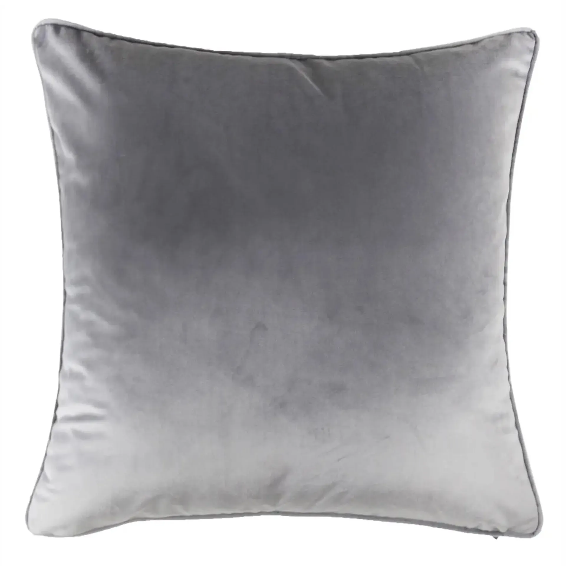 Large Plain Velvet Cushion - Light Grey - 58x58cm