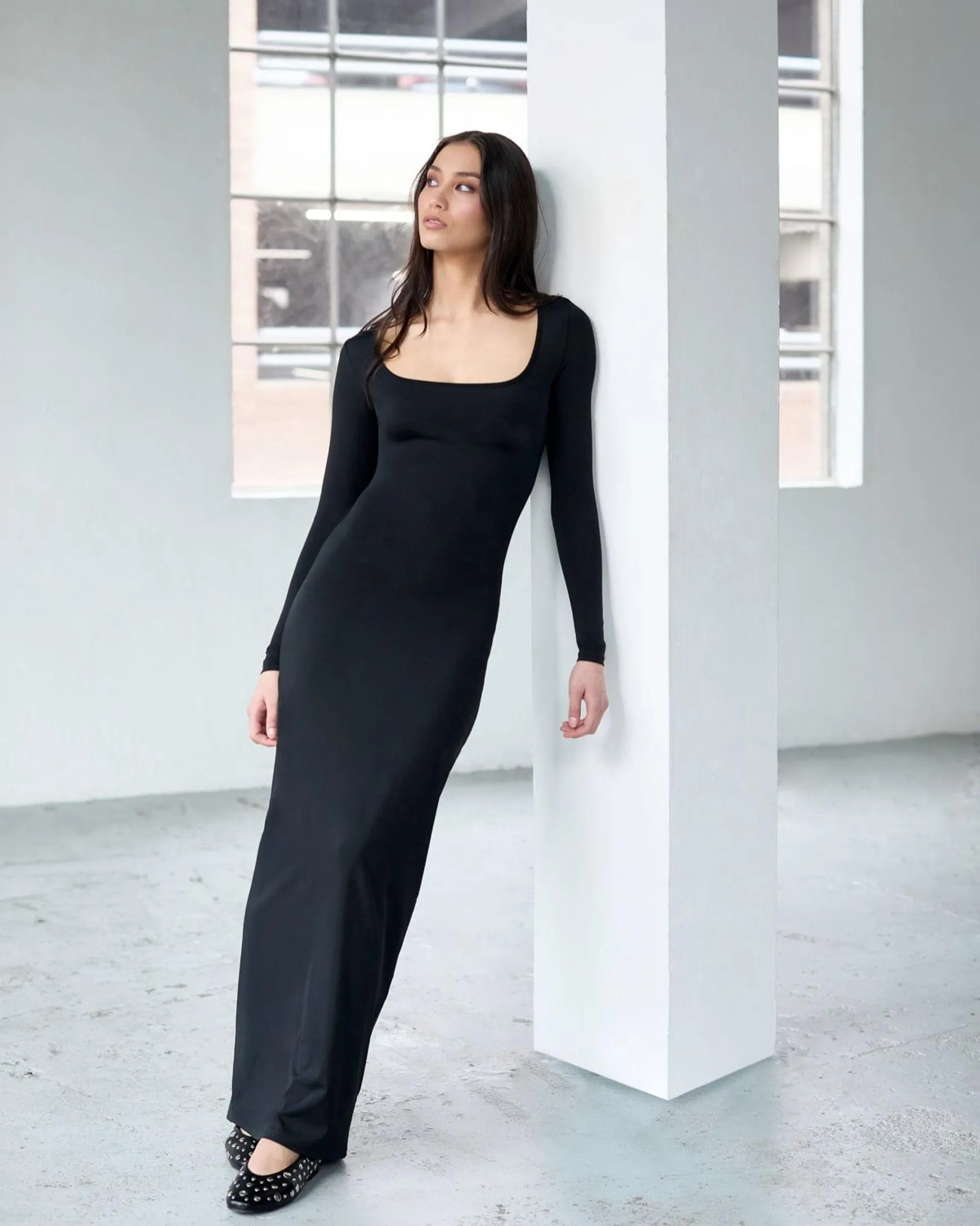 Savida Polyamide Mia Long Sleeve Black Maxi Dress