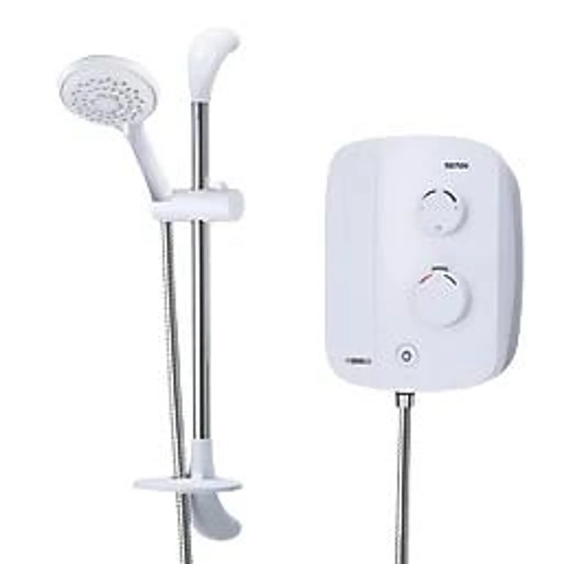 Triton Silent Rear-Fed White / Chrome Thermostatic Power Shower