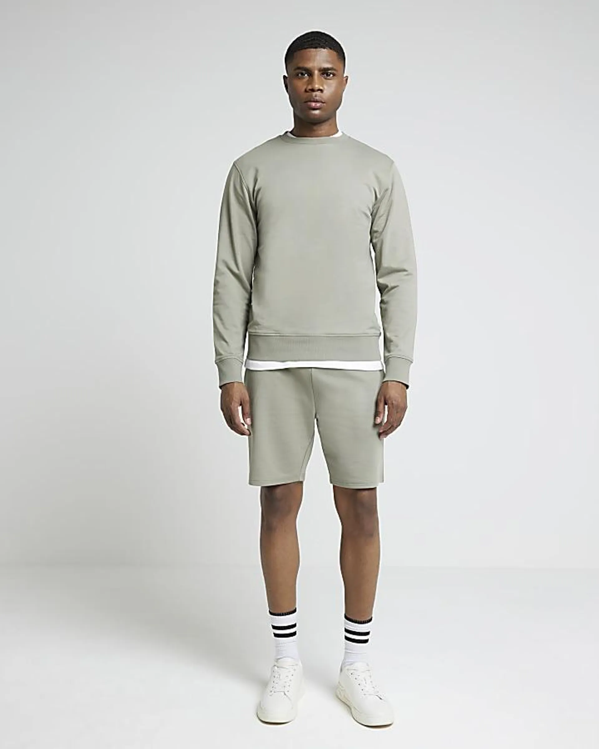 Khaki Slim Fit Plain Sweatshirt