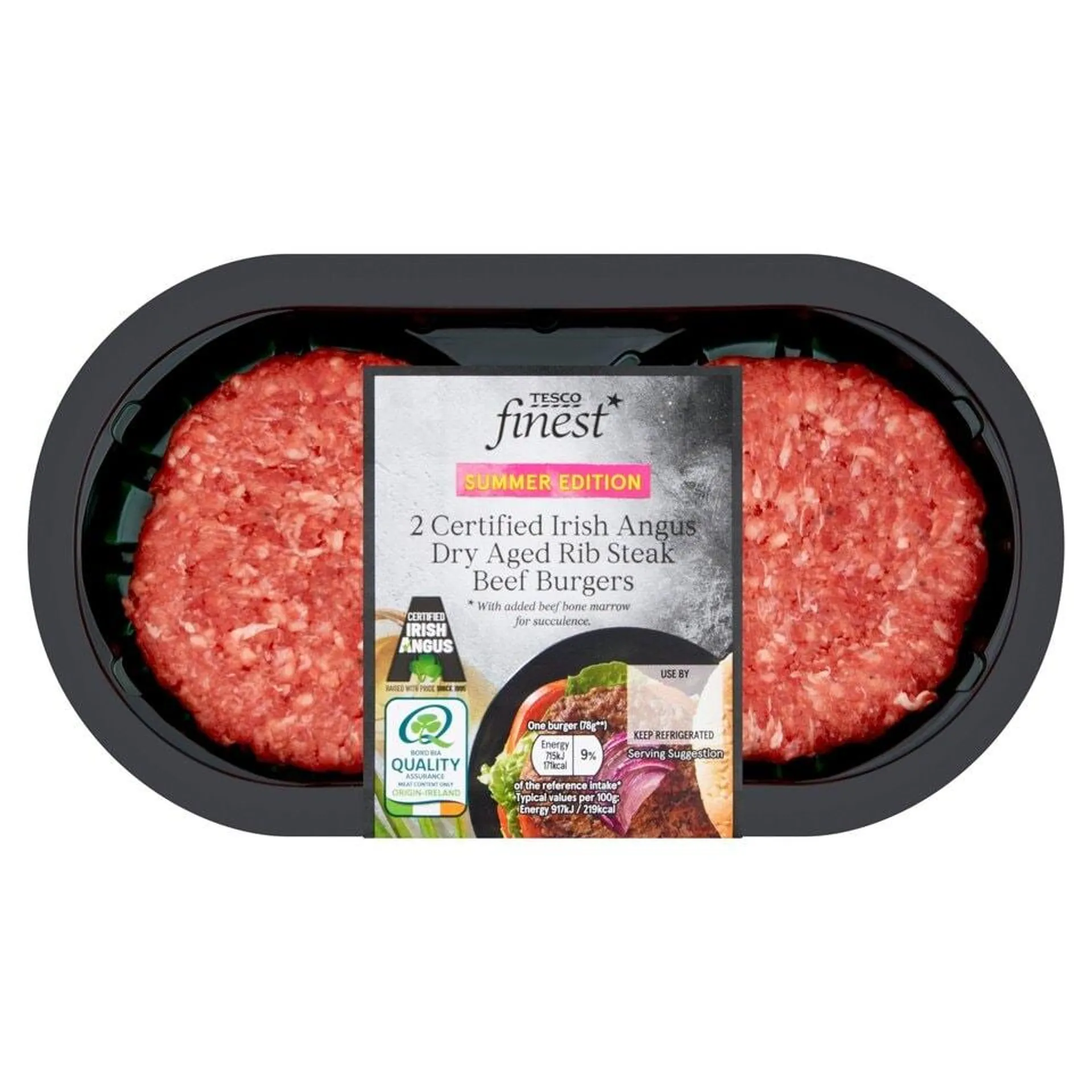 Tesco Finest 2 Rib Steak Burgers 227G