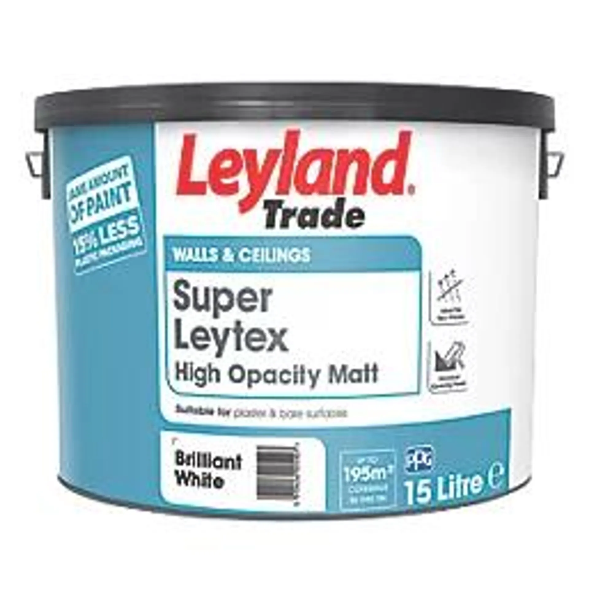 Leyland Trade Super Leytex Matt Brilliant White Emulsion Paint 15Ltr