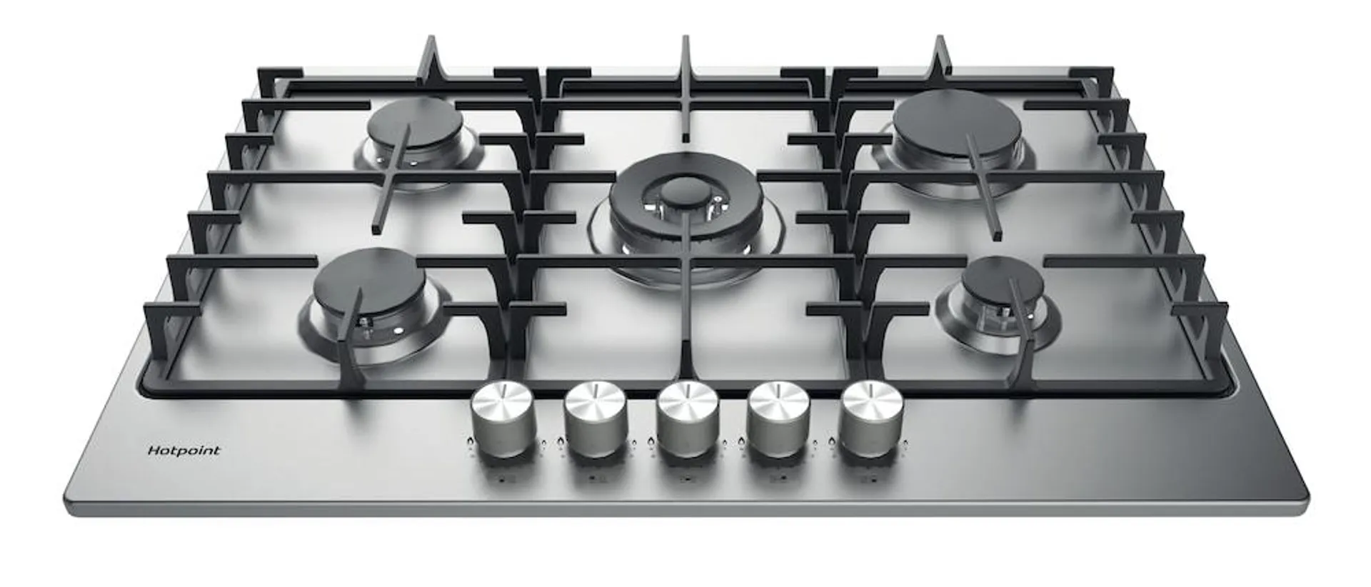 HOTPOINT 75Ccm 5 Ring Gas Hob – Stainless Steel