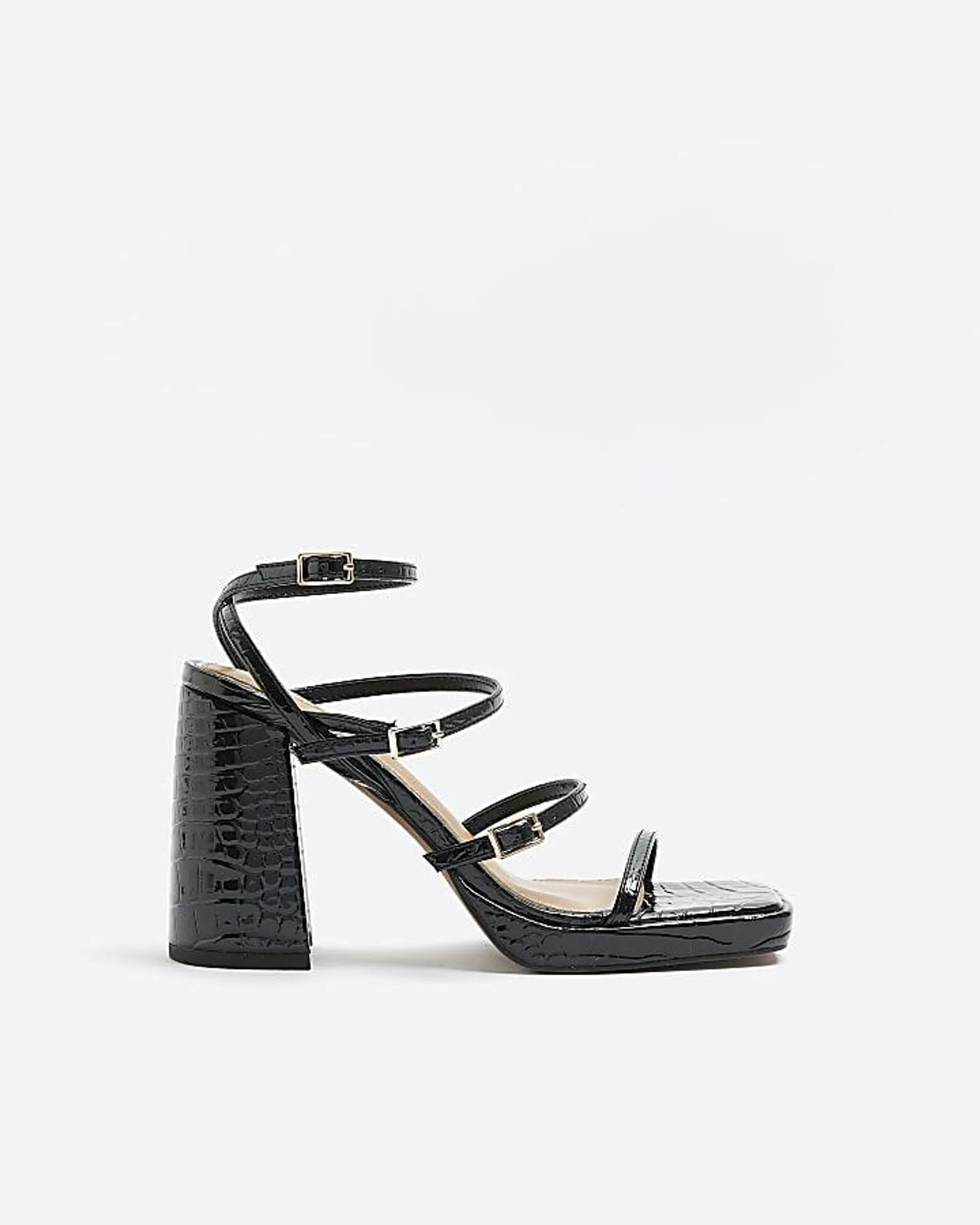 Black Buckle Platform Sandals