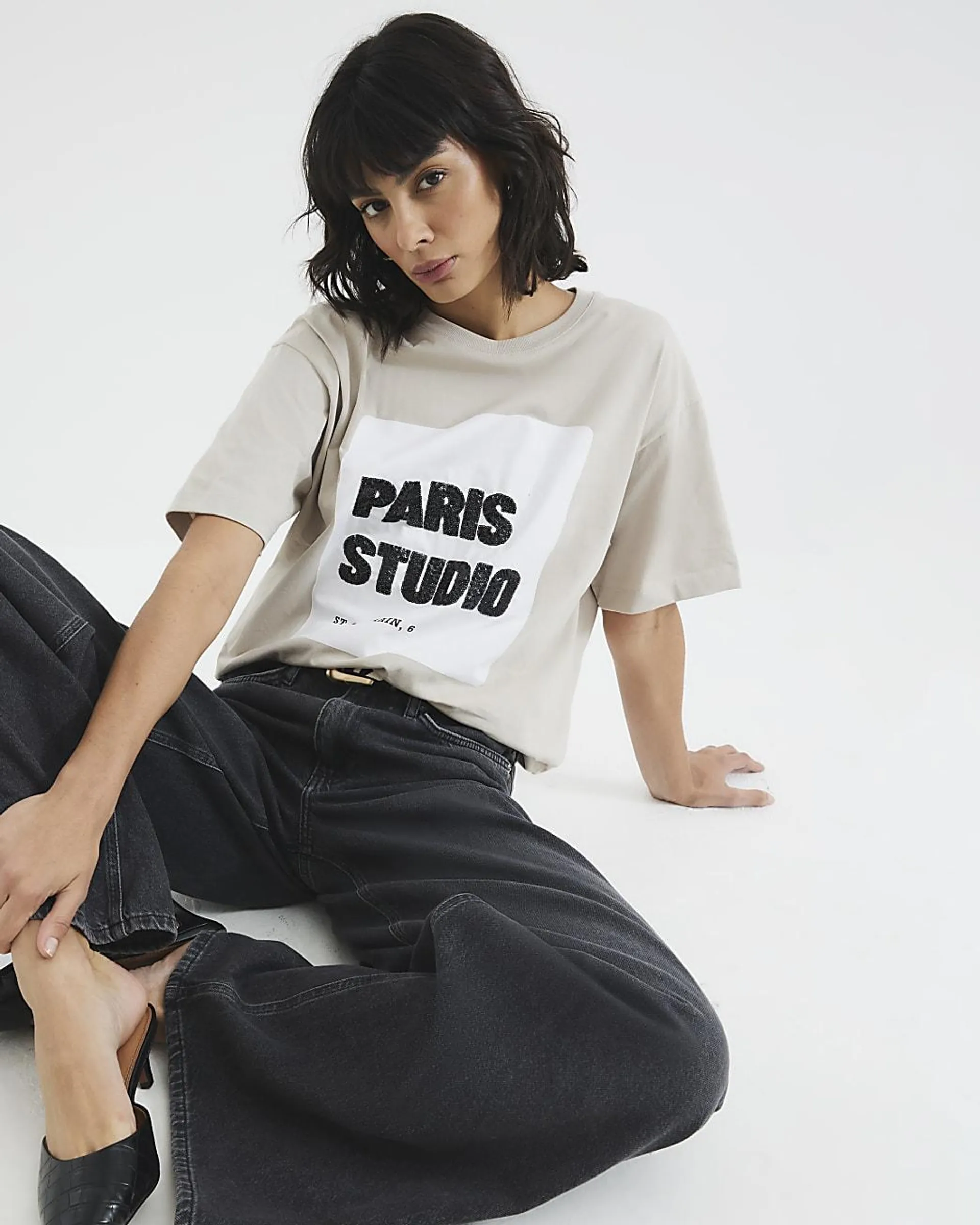 Brown Paris Studio Sequin T-Shirt