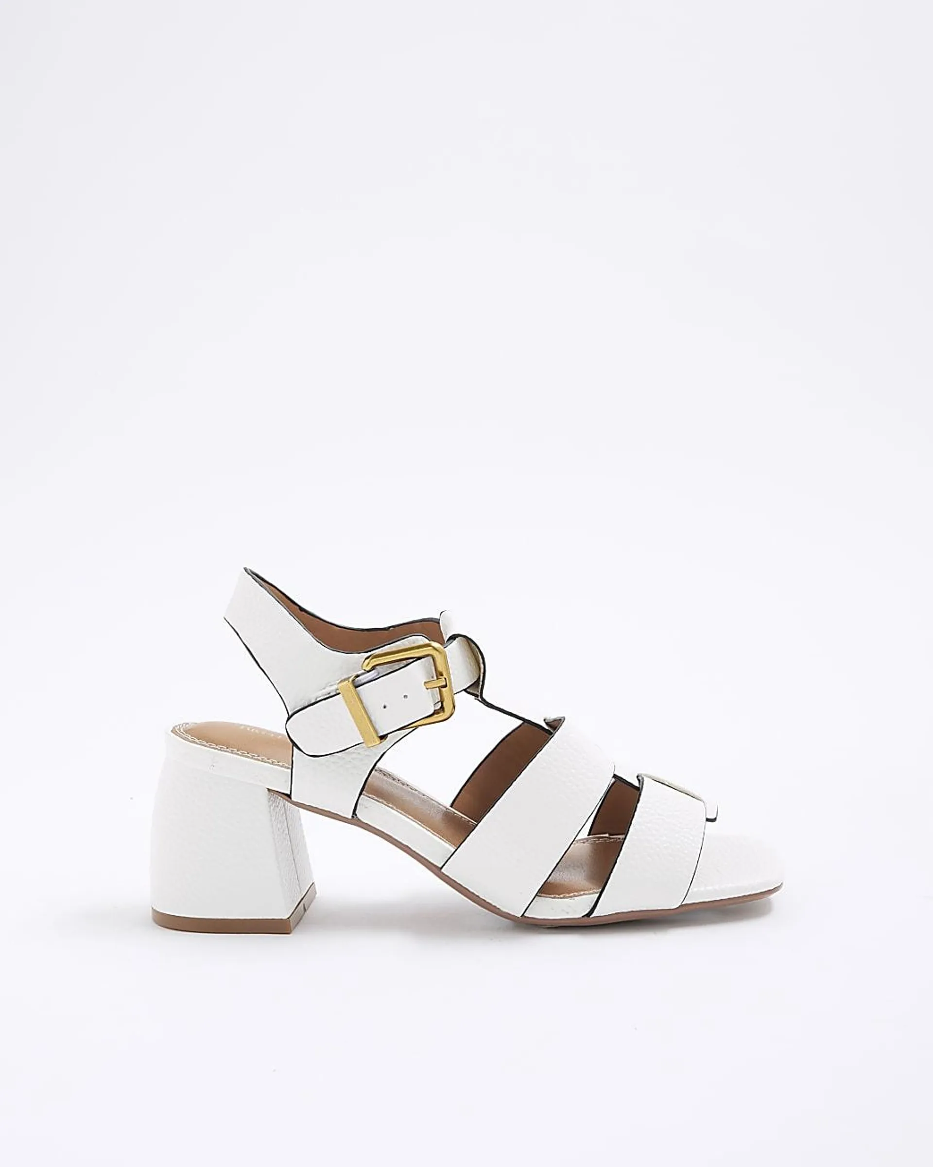 White Fisherman Block Heels