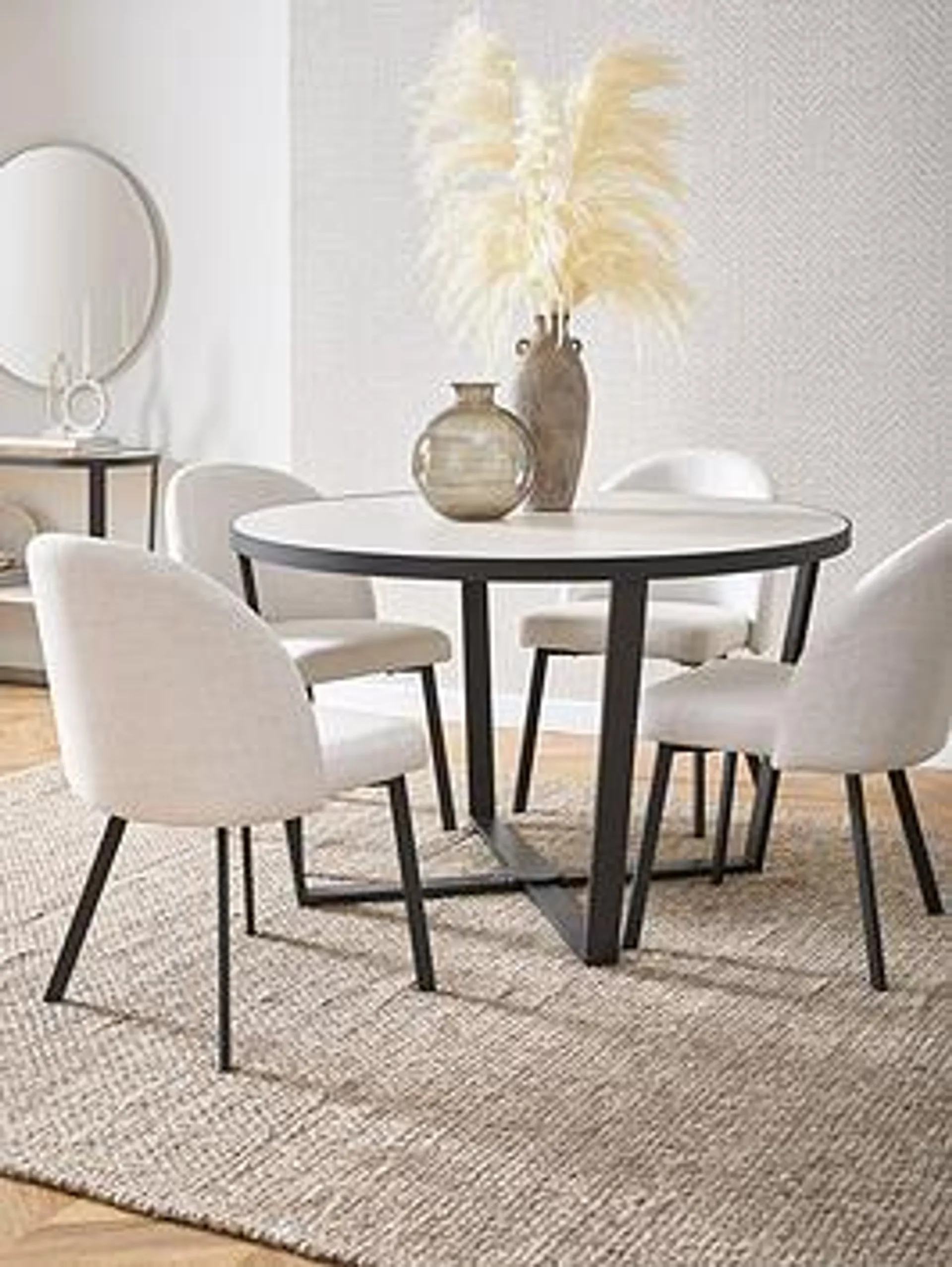 Cortes 120 cm Ceramic Top Dining Table + 4 Chairs