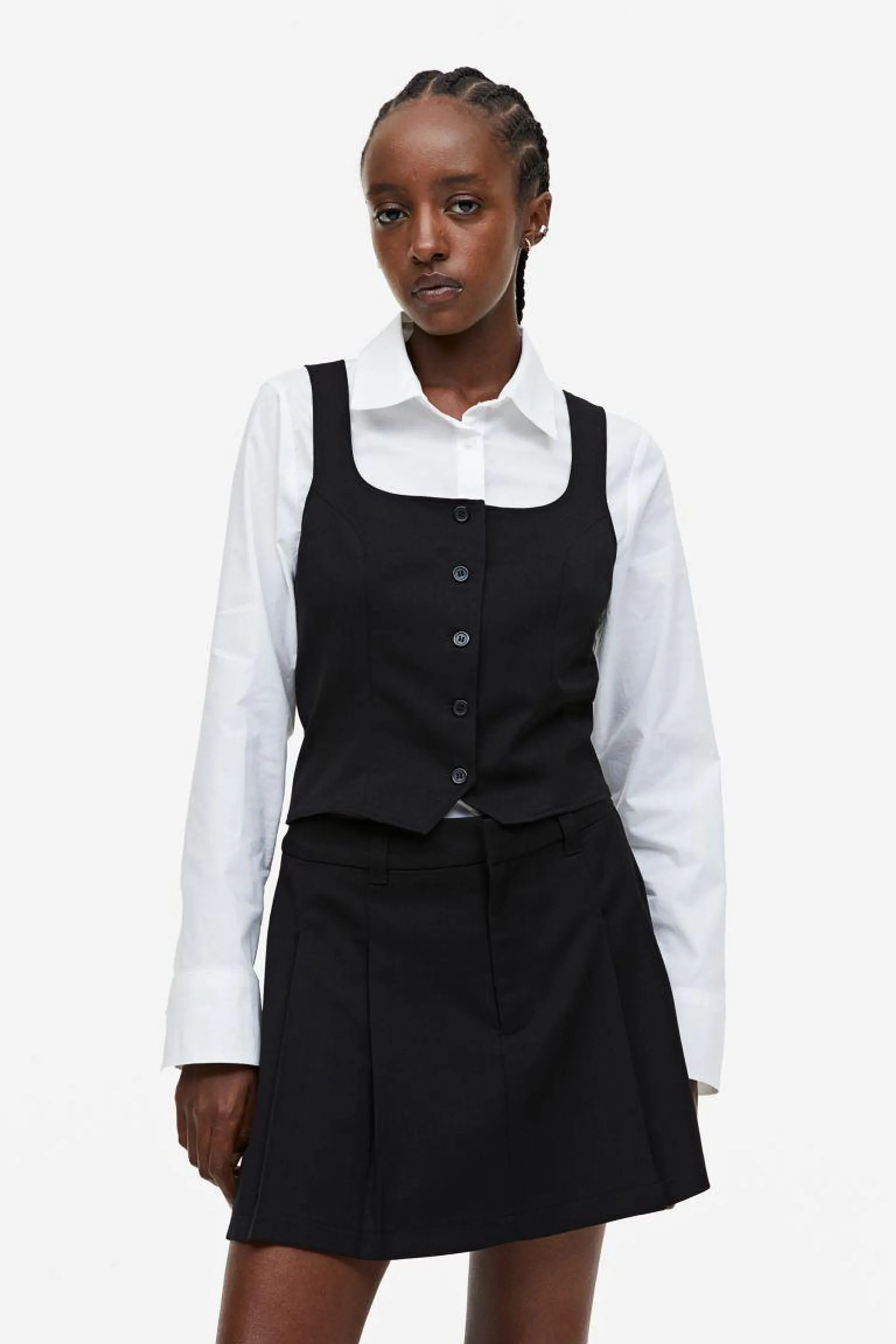 Pleated A-line skirt