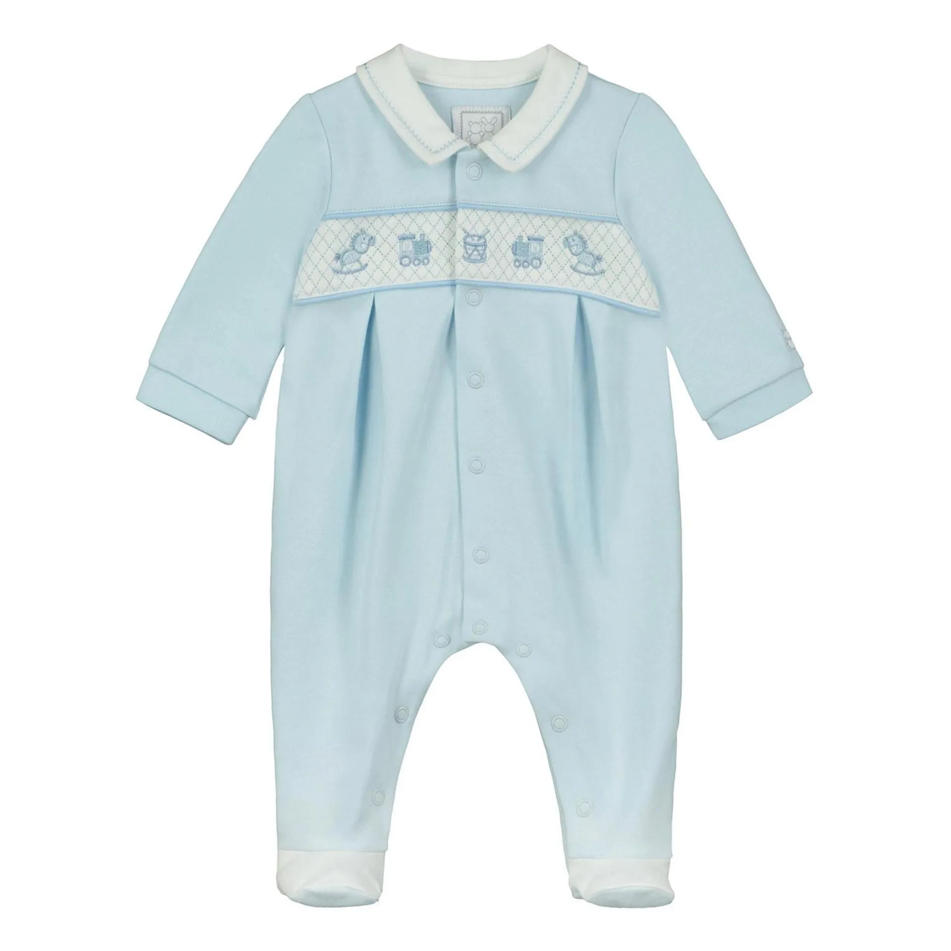Eddie Train Embroidery Babygrow