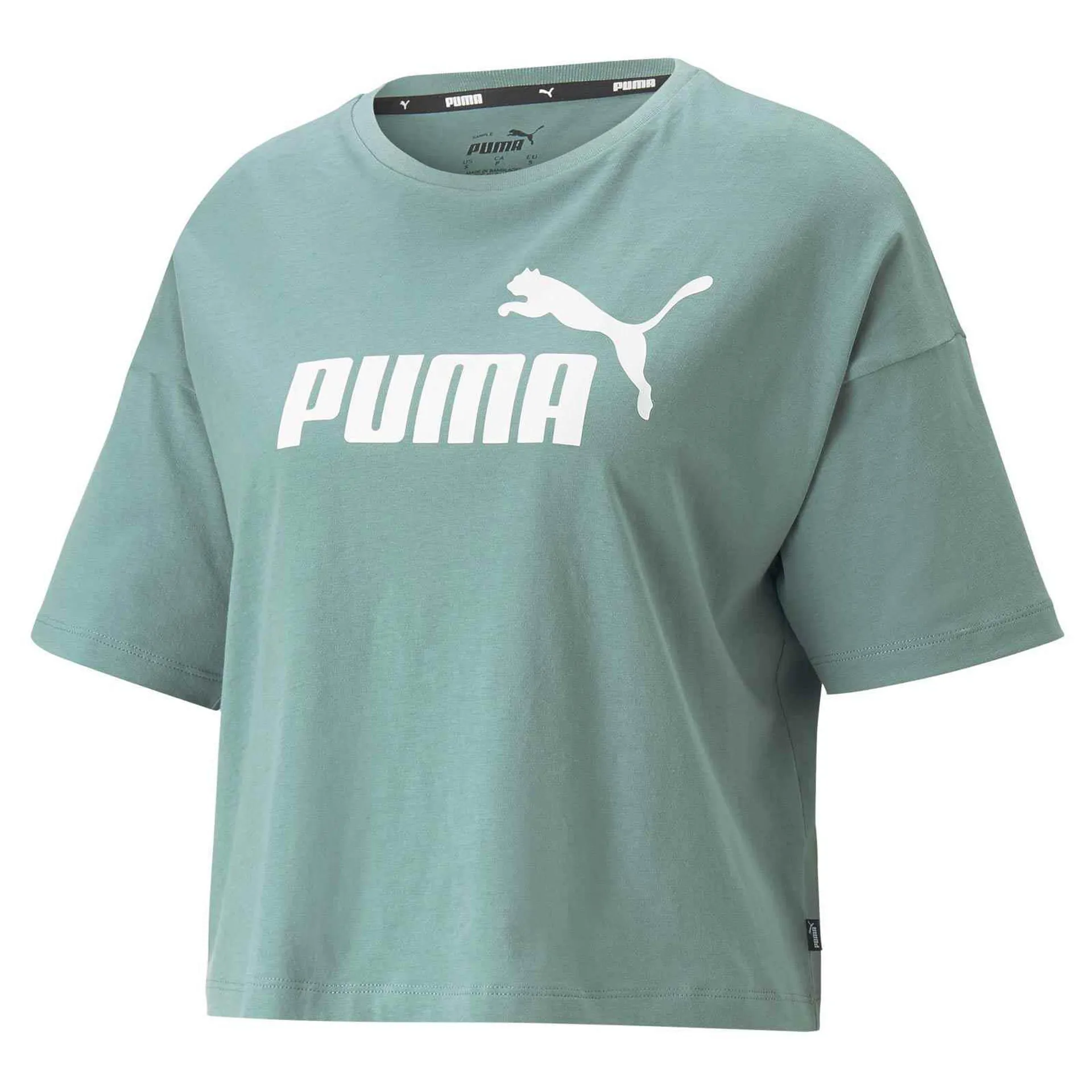 PUMA ESSENTIALS WOMENS LOGO CROPPED T-SHIRT