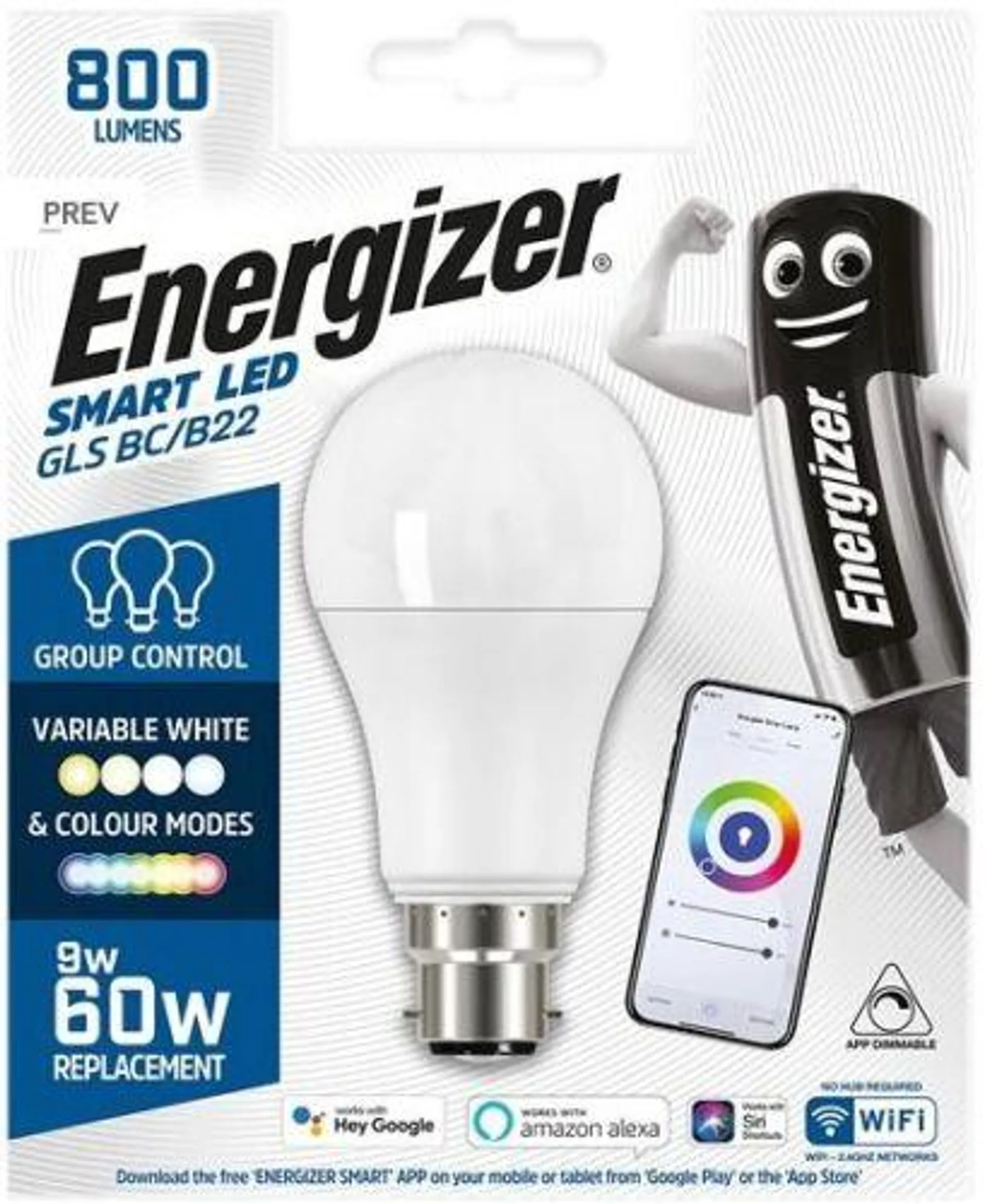 Energizer 9W (60W) B22 GLS Smart Colour