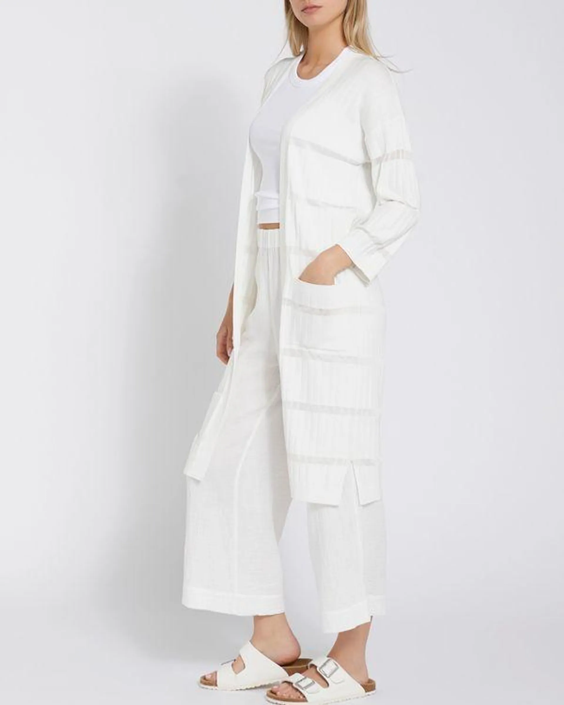 Longline Thick And Thin Striped Cardigan