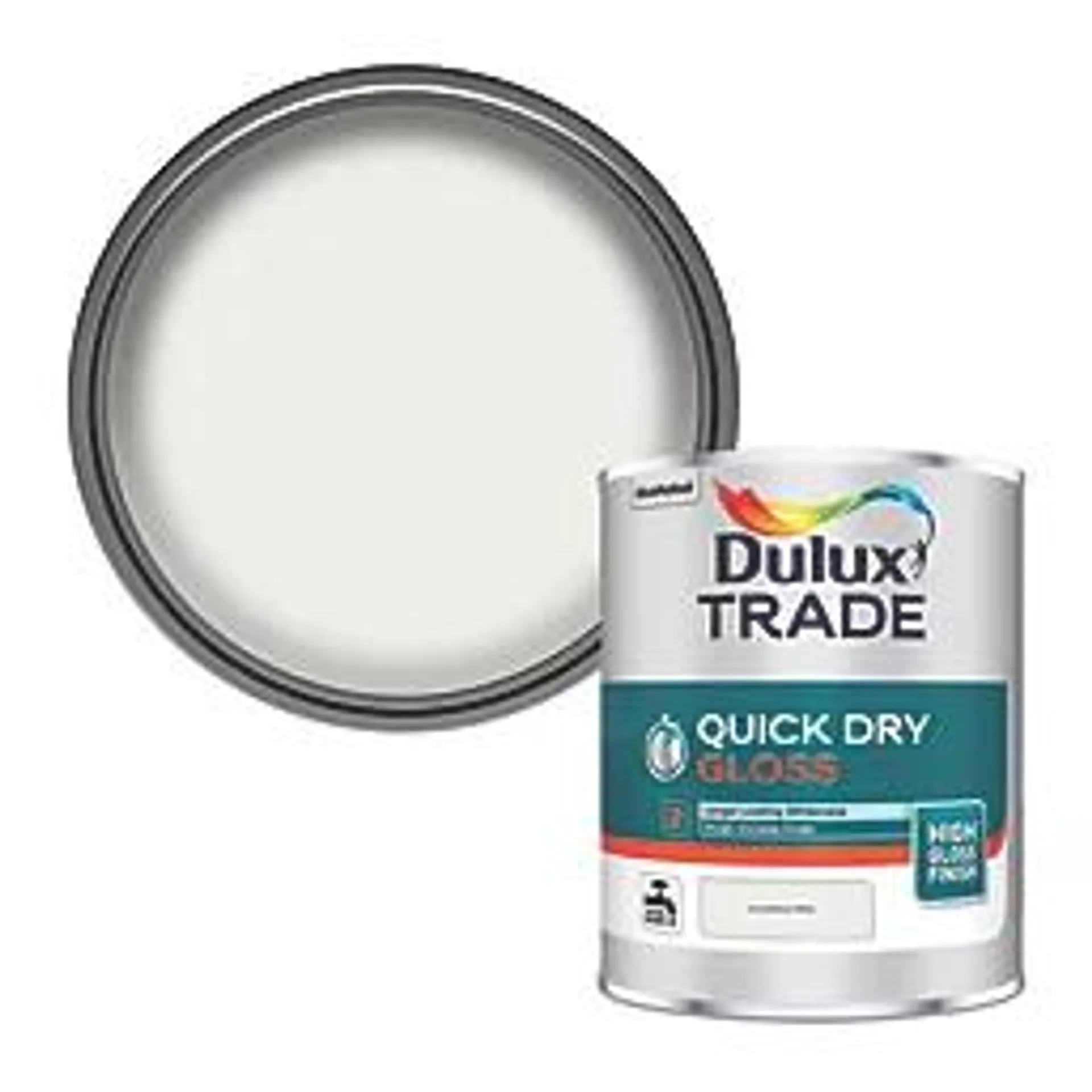 Dulux Trade High Gloss Pure Brilliant White Trim Quick-Dry Paint 1Ltr