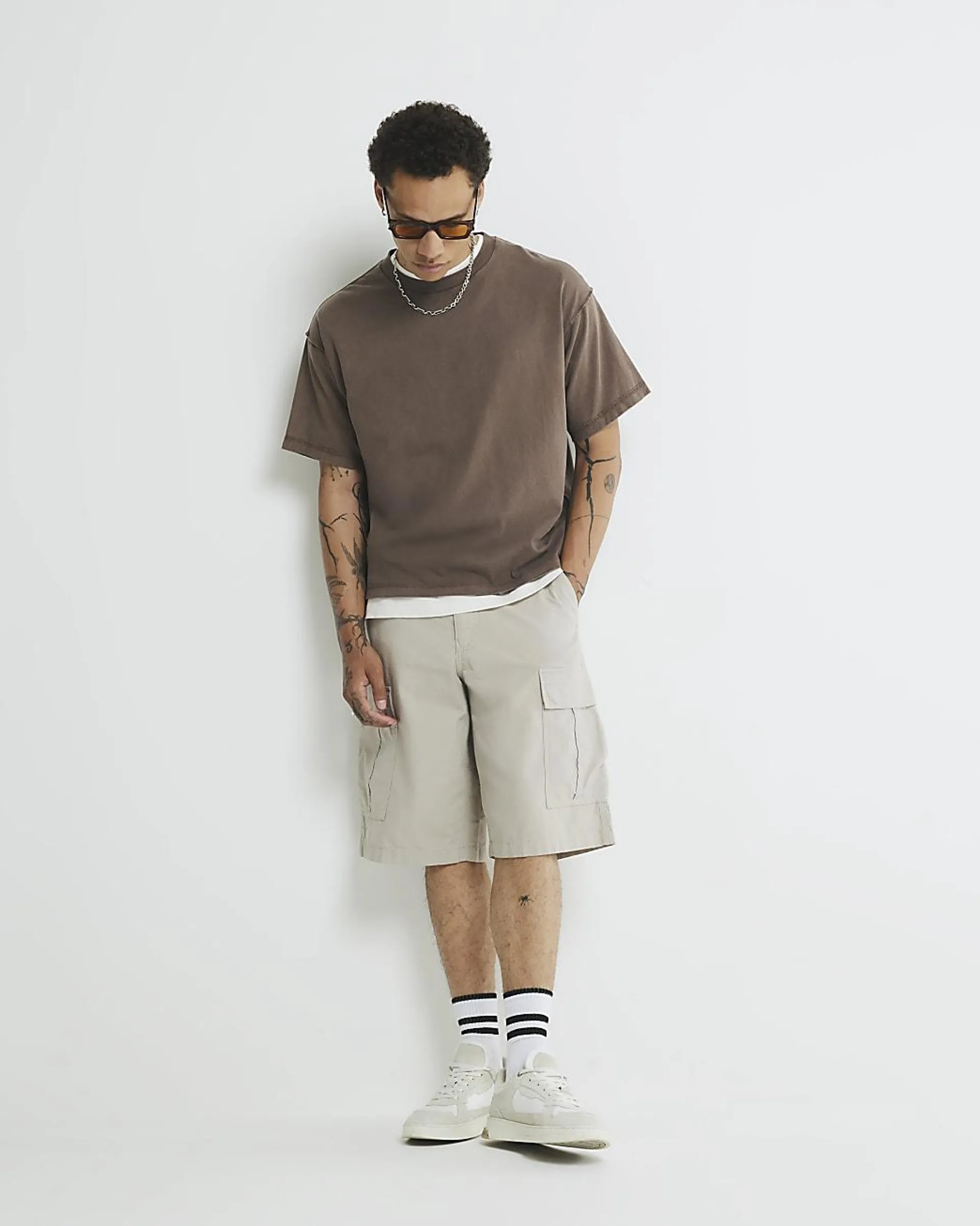 Beige Loose Fit Cargo shorts