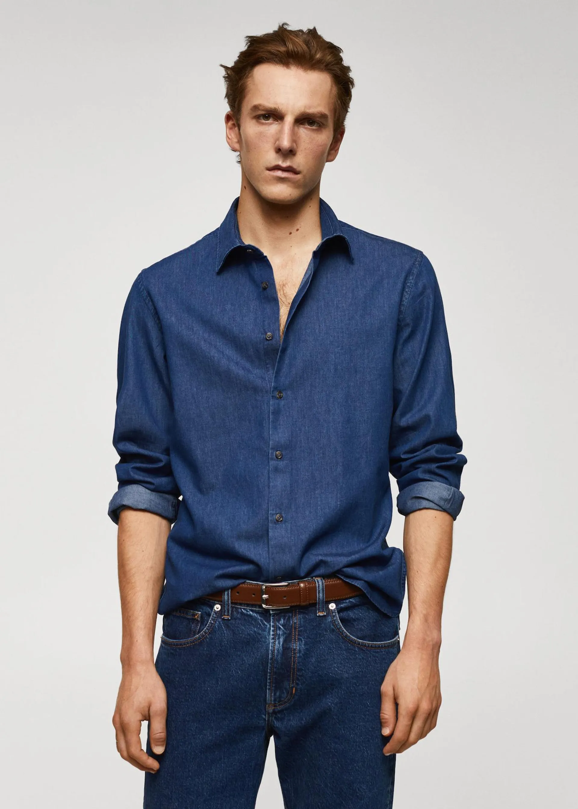 Slim-fit chambray cotton shirt