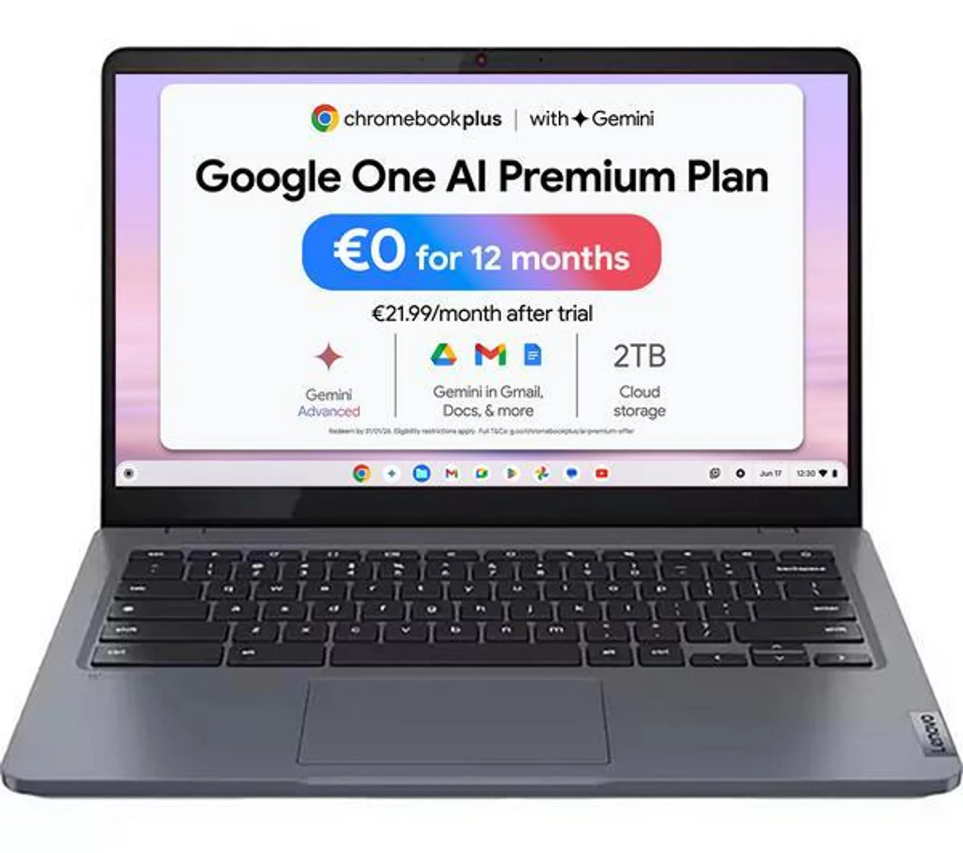 LENOVO IdeaPad Slim 3i 14" Chromebook Plus - Intel® Core™ i3, 256 GB eMMC, Grey