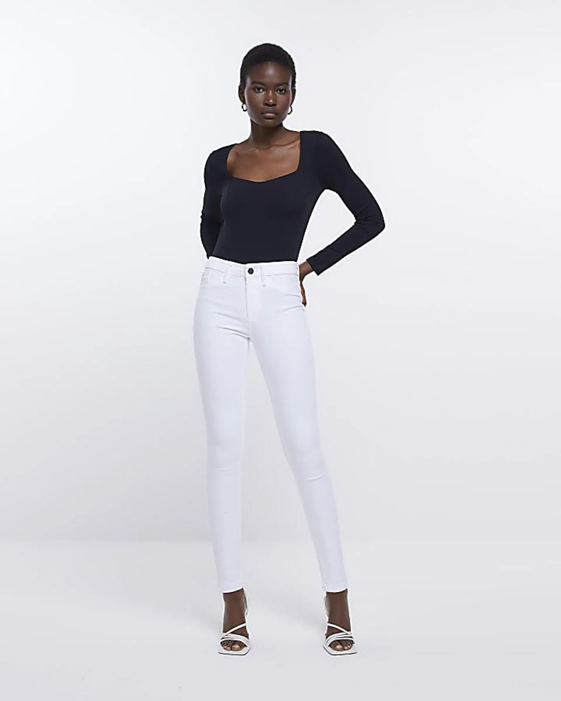 White mid rise skinny jeggings