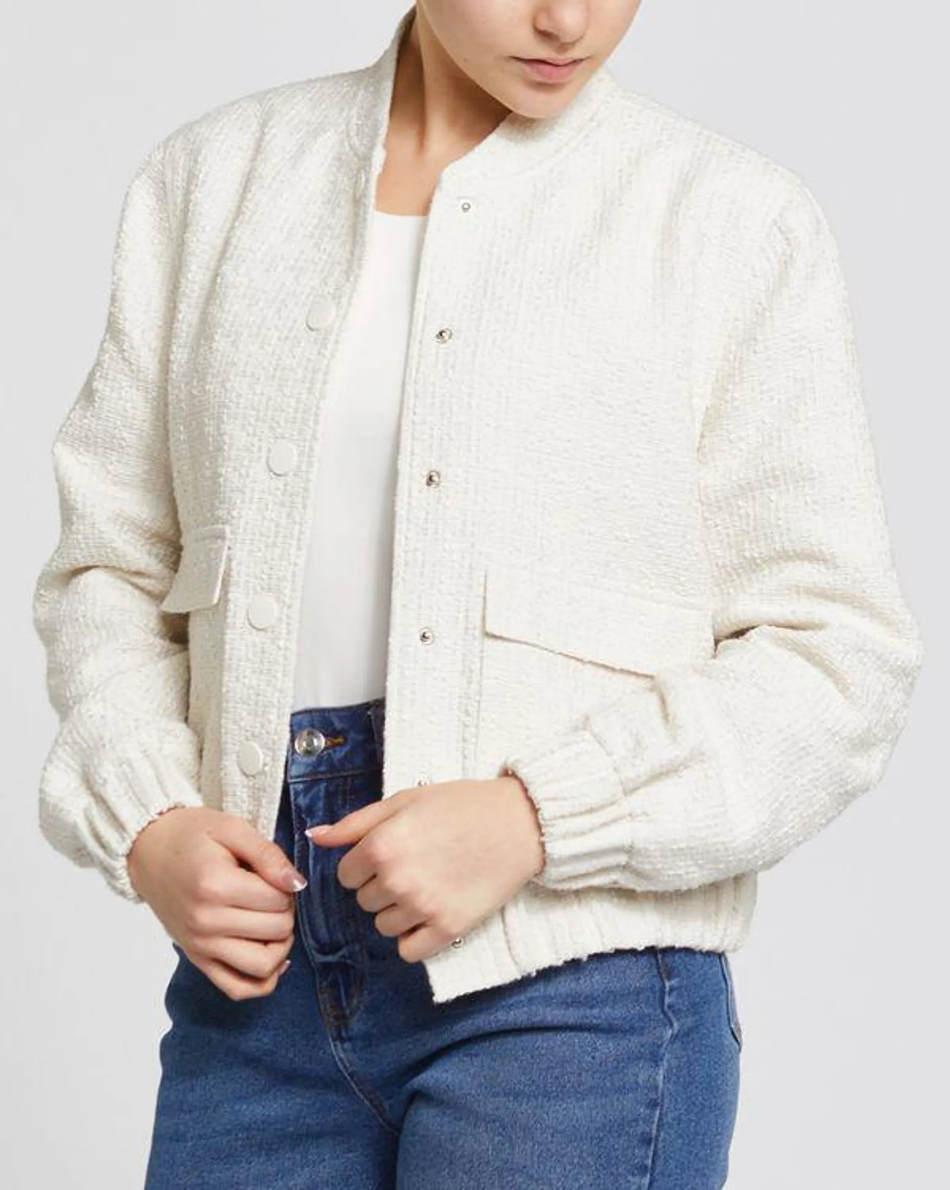 Bouclé Bomber Jacket