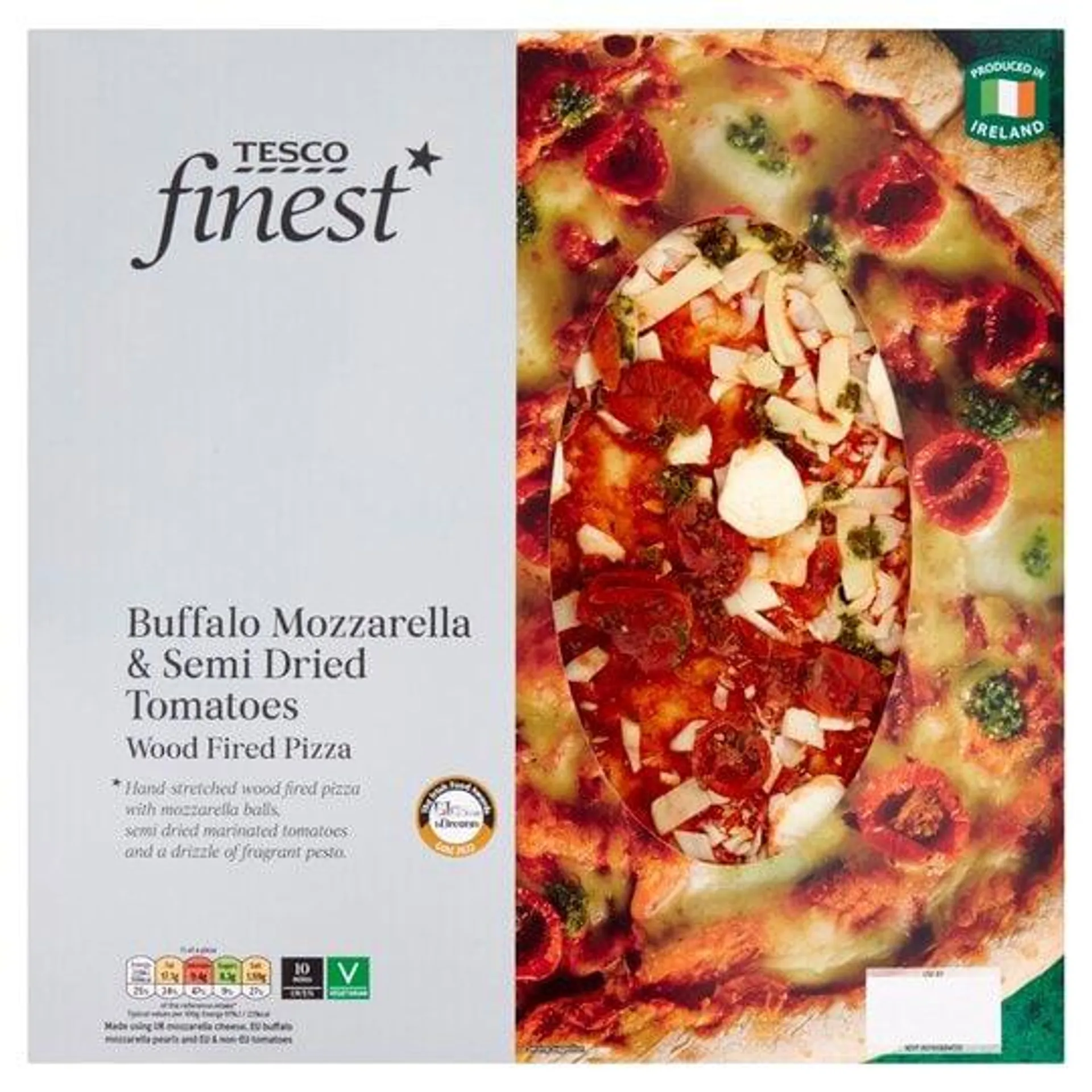 Tesco Finest Buf/Mozz And Sun Dried Tomato Wdfire Pizza 475G