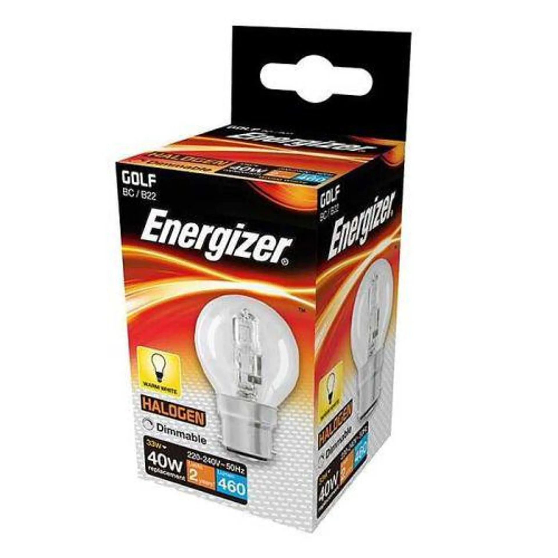 Energizer 33W Halogen Golf B22 Lightbulb - Pack of 10