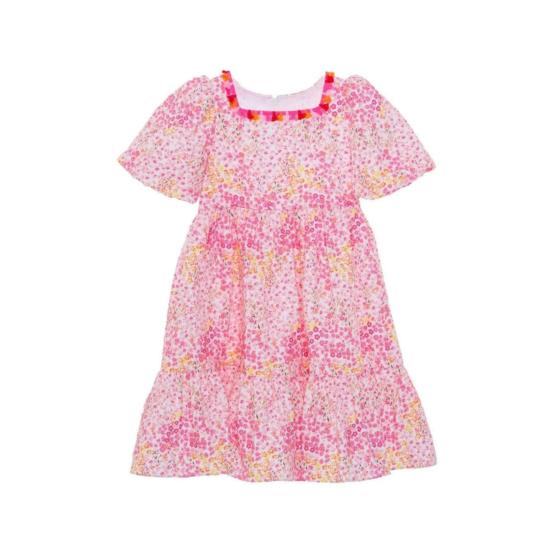 Tonal Floral Print Tiered Dress