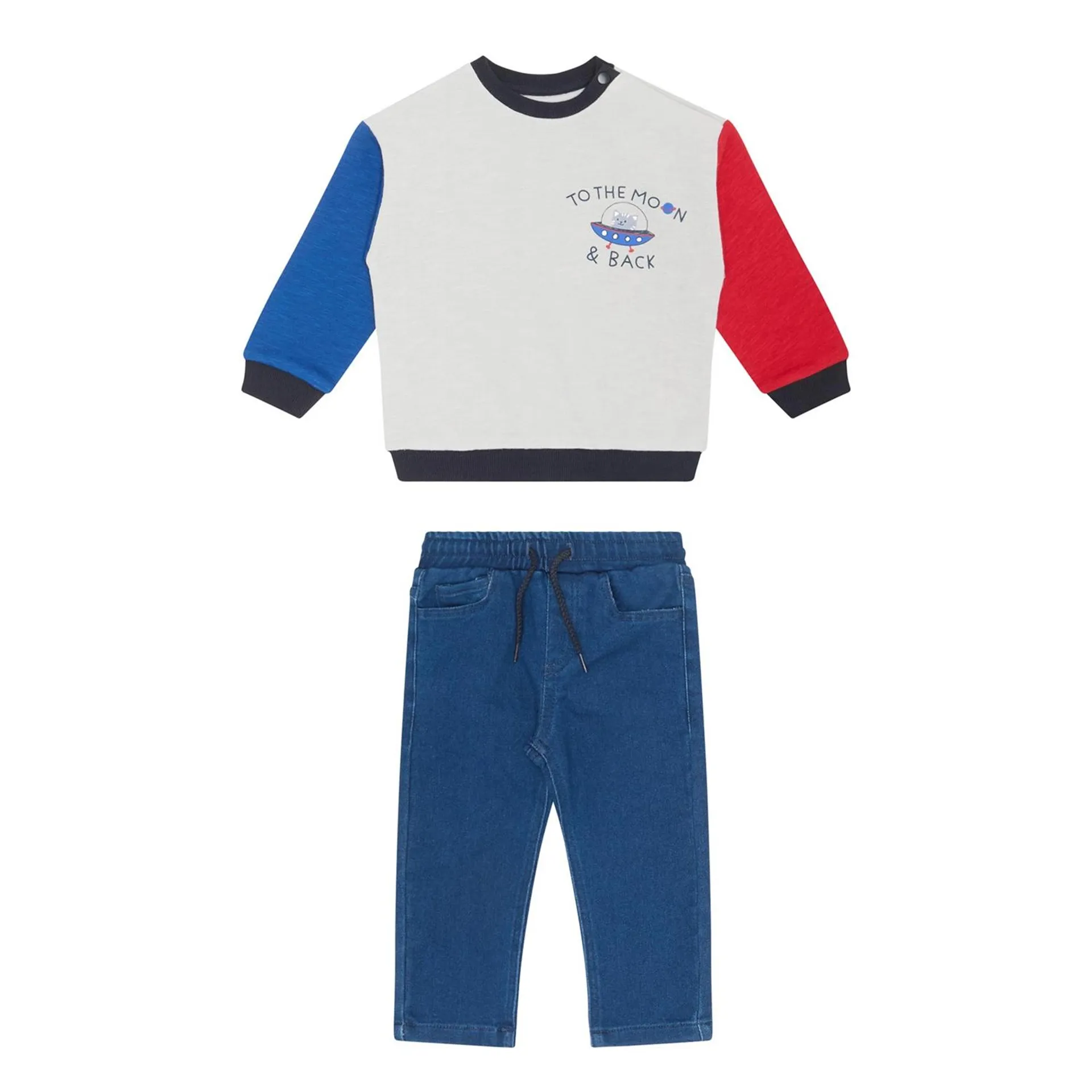 Two-Piece Colour-Block Top & Jeans Set