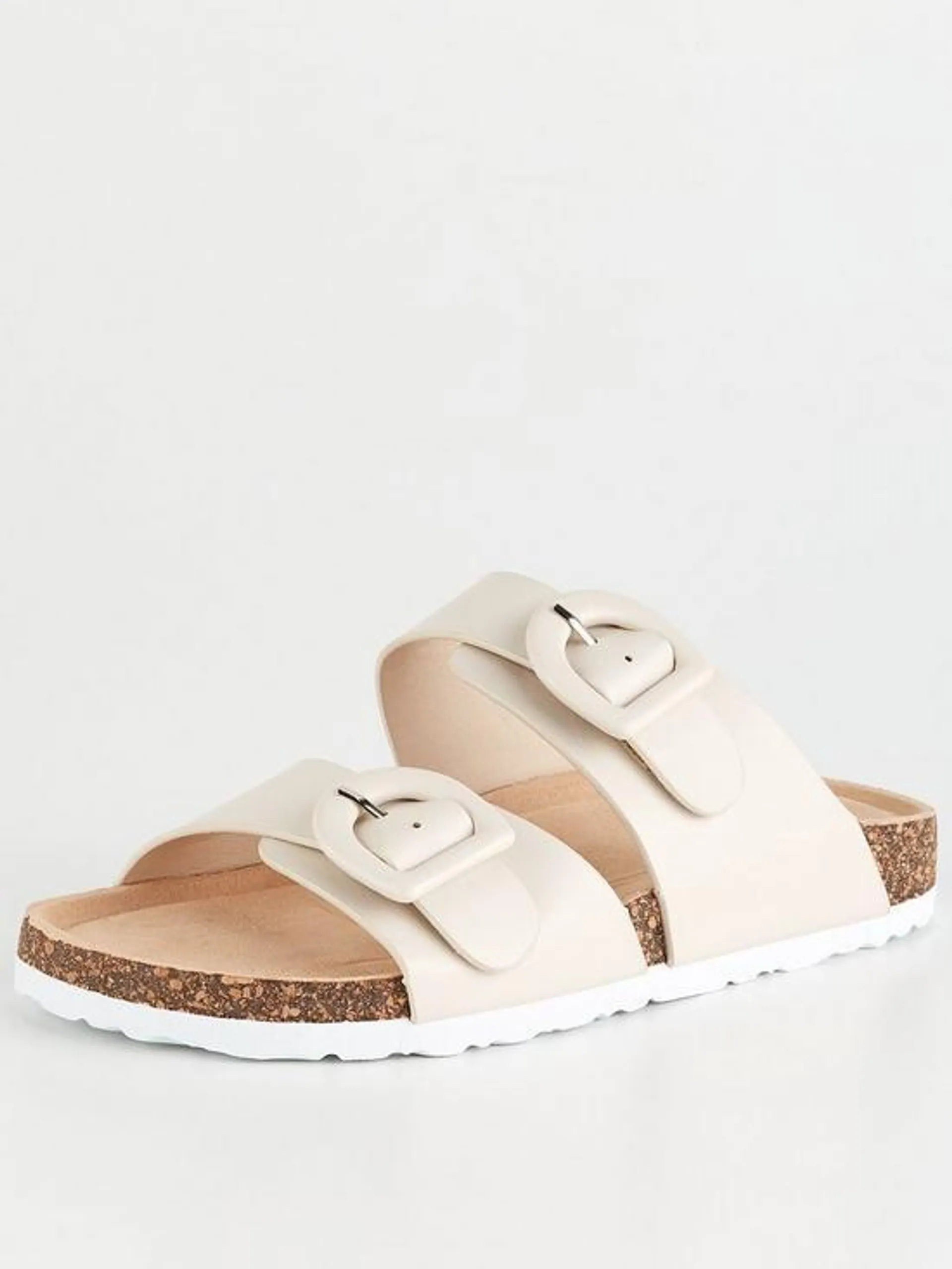 Buckle Footbed Sandal - Cream