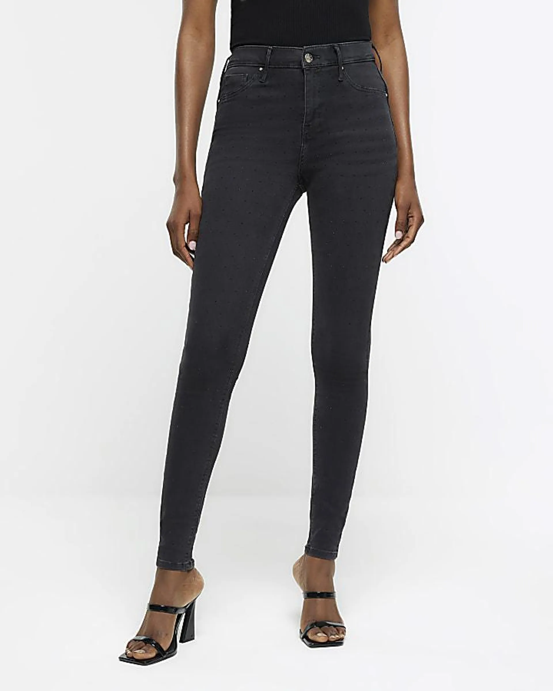 Black mid rise skinny jeggings