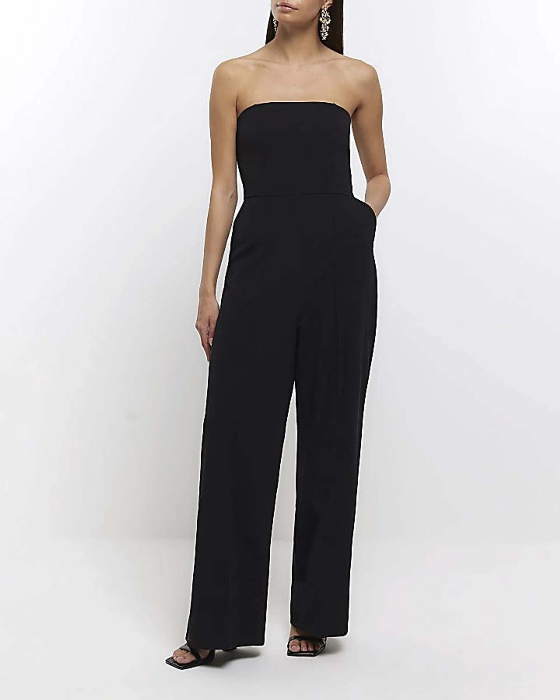 Black corset bandeau jumpsuit