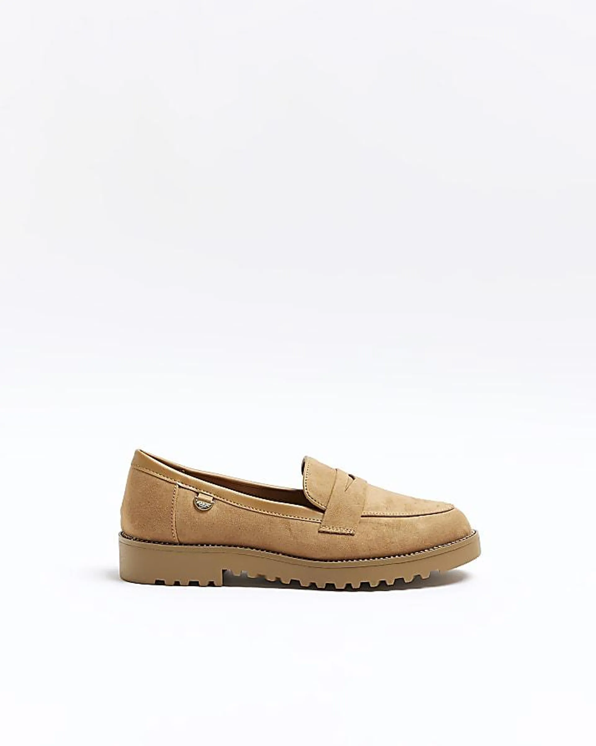 Beige diamante chunky loafers