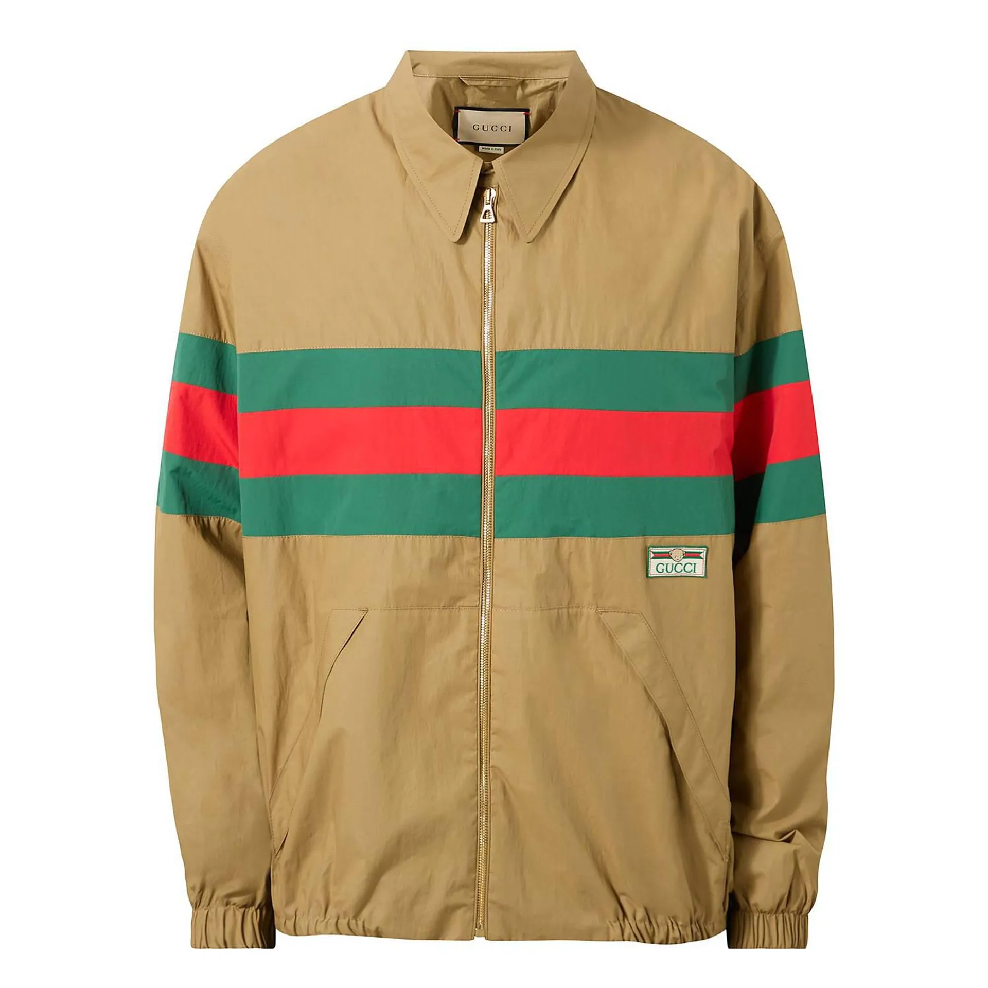 Logo Striped Zip-Through Casual Jacket