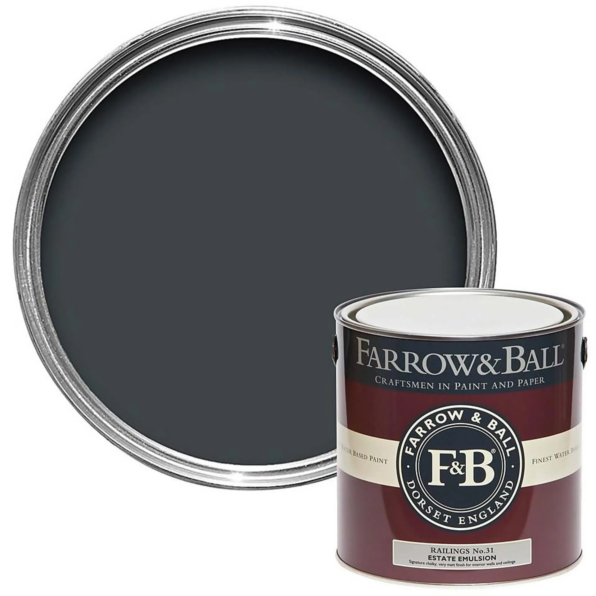 Farrow & Ball Estate Matt Emulsion Paint Railings No.31 - 2.5L