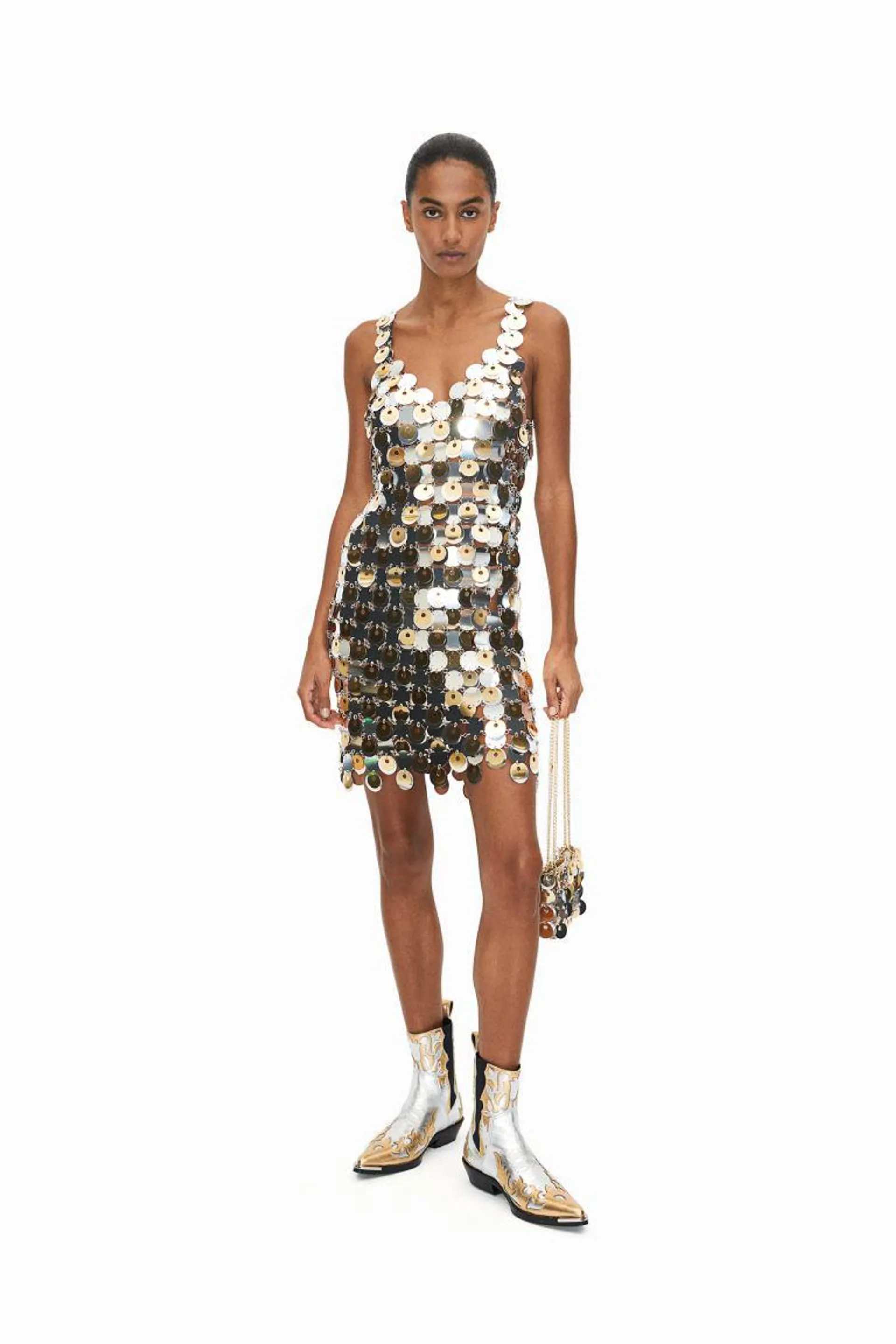 Sequin-disc mini dress