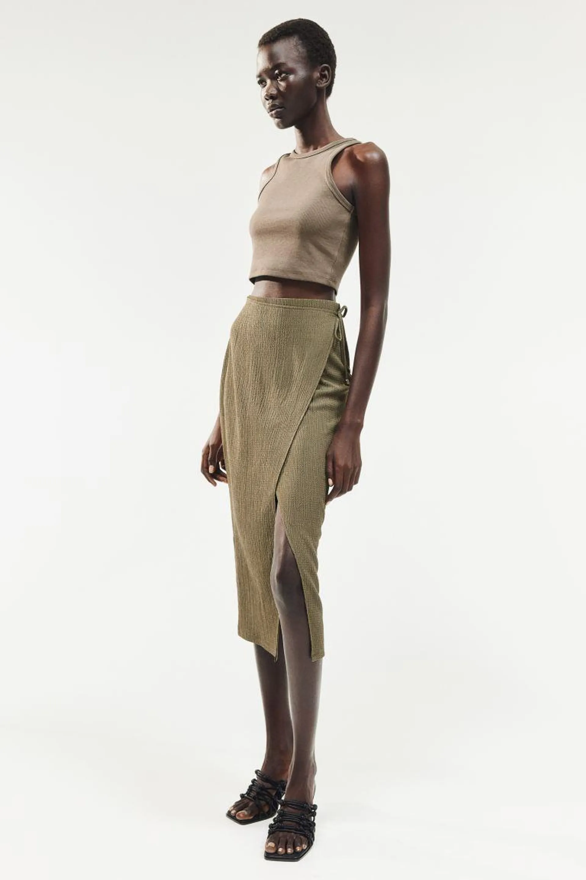 Crinkled wrap skirt