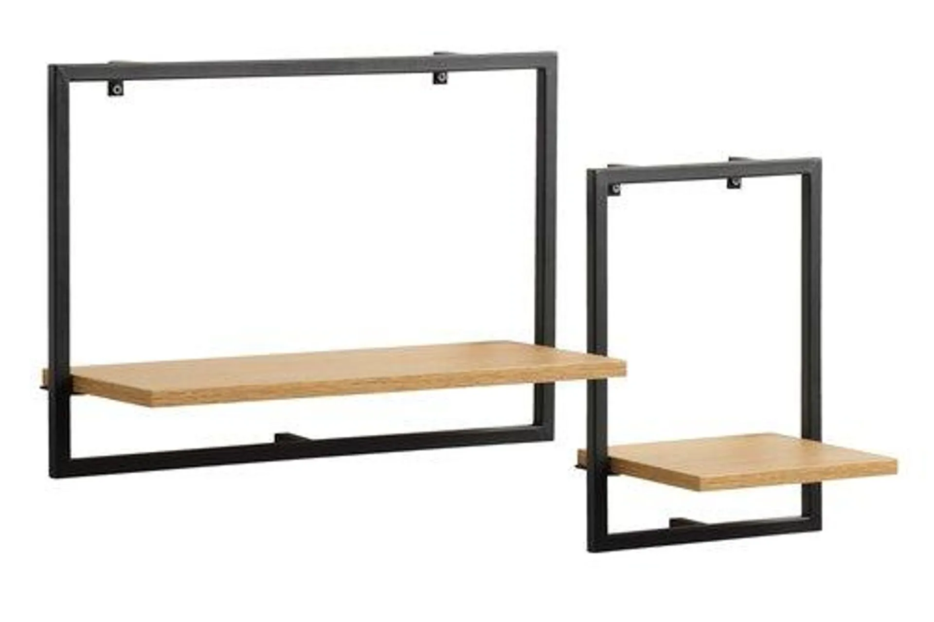 Wall shelf TRAPPEDAL pack of 2 oak colour/black