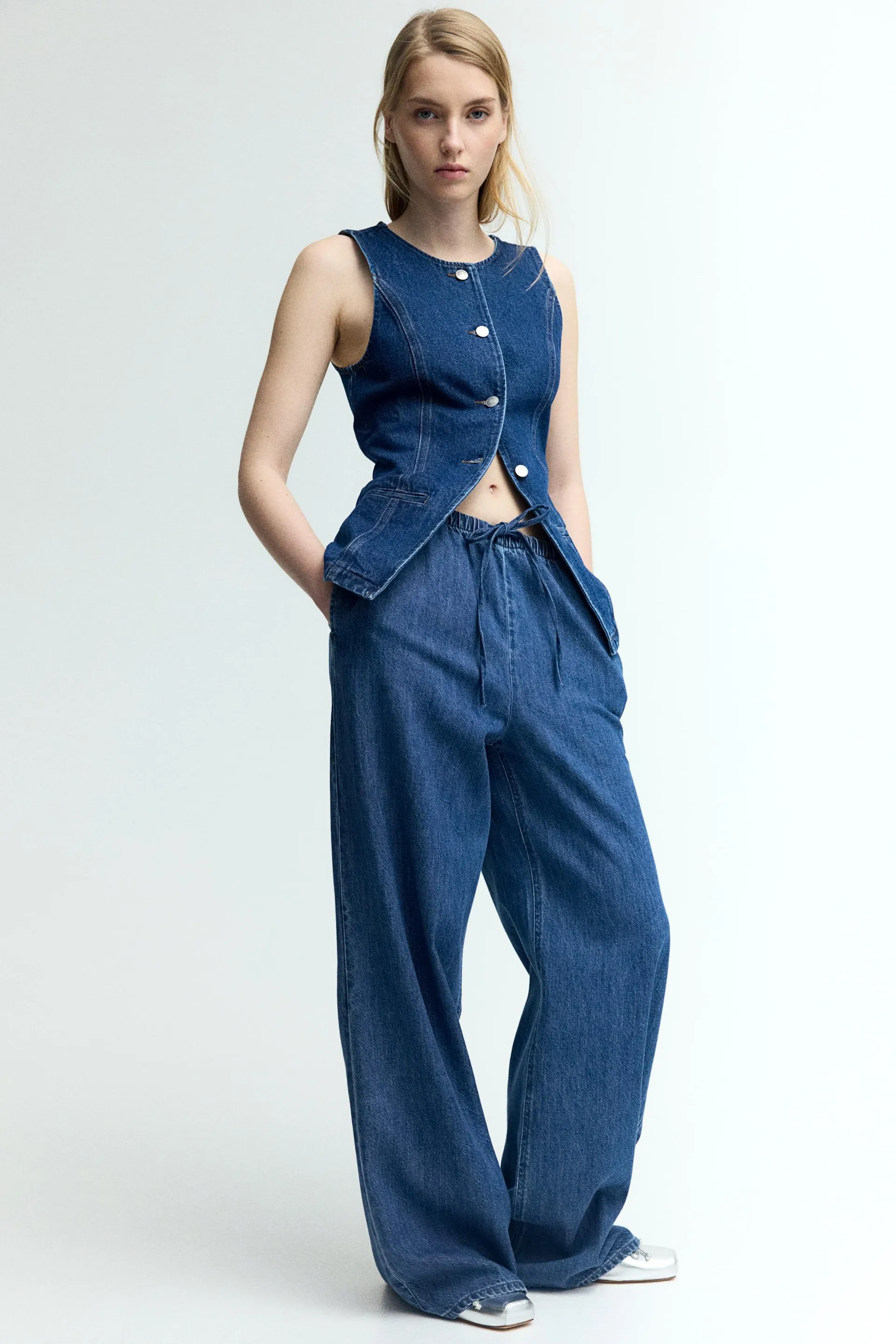 Feather Soft Denim drawstring trousers