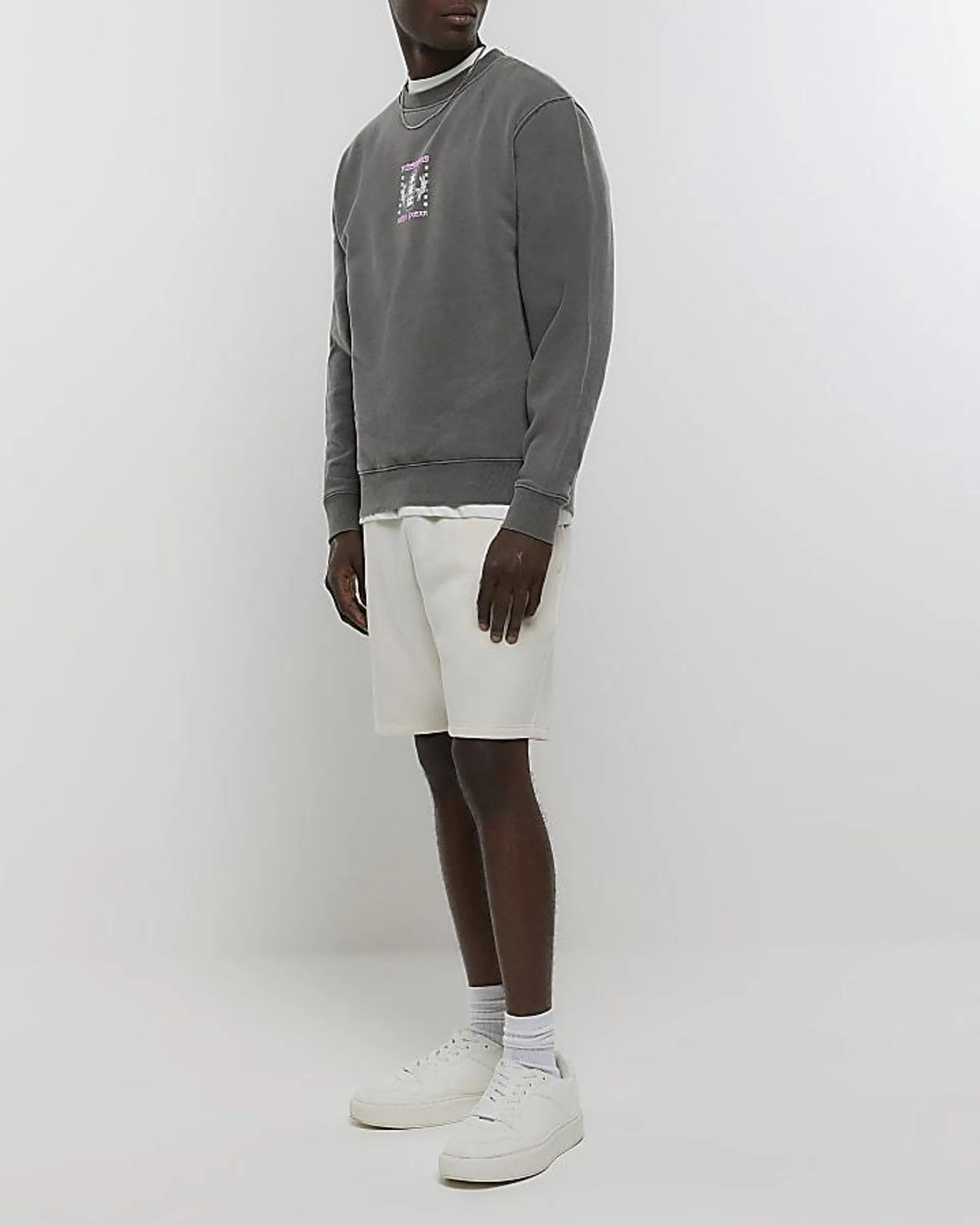 Washed black regular fit graphic sweatshirt
