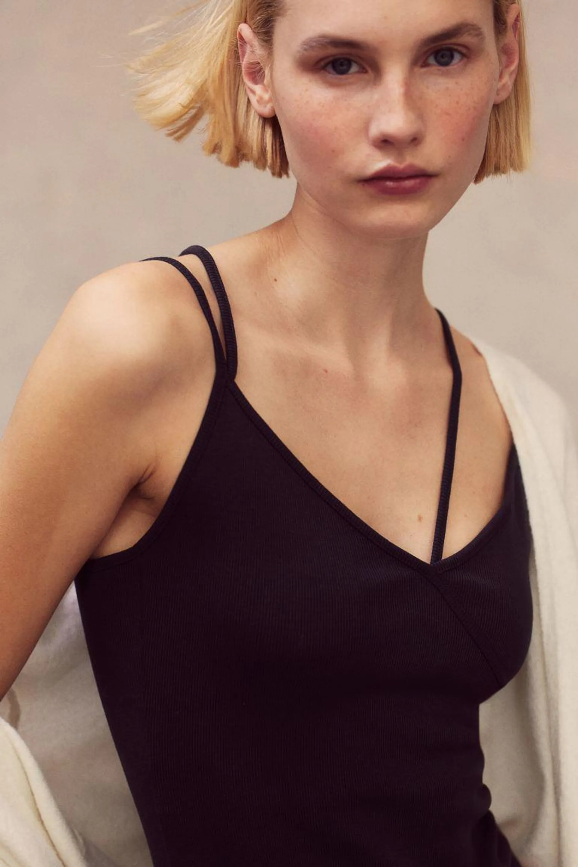 Strap-detail ribbed body