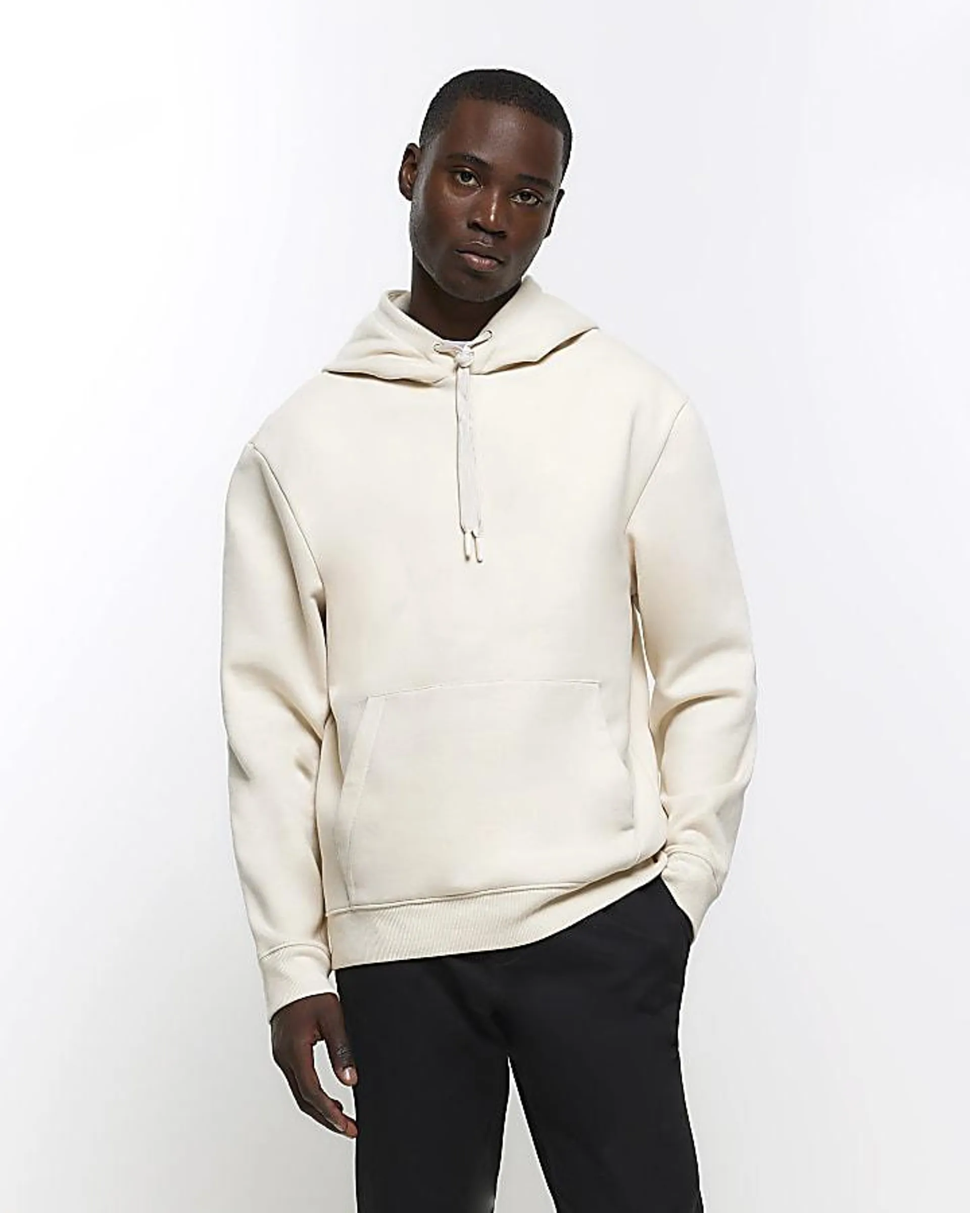 Ecru regular fit hoodie