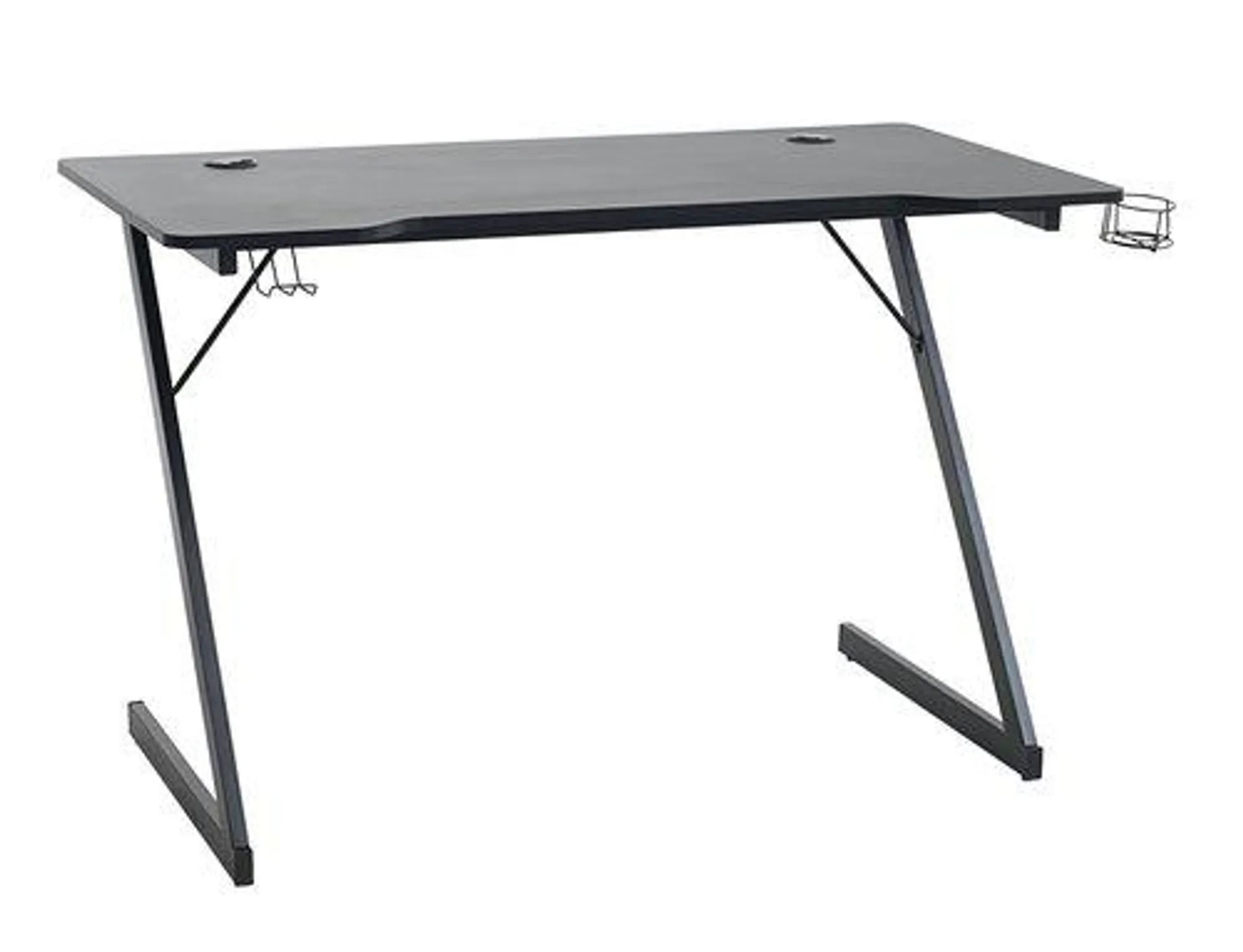 Gaming desk HALSTED 60x120 w/cup+headphone holder black