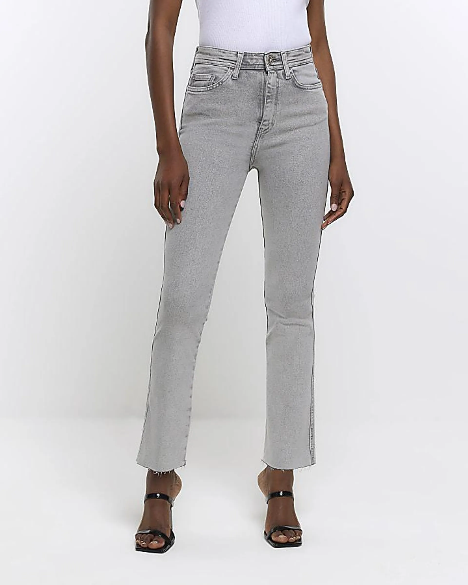 Grey high waisted bootcut jeans